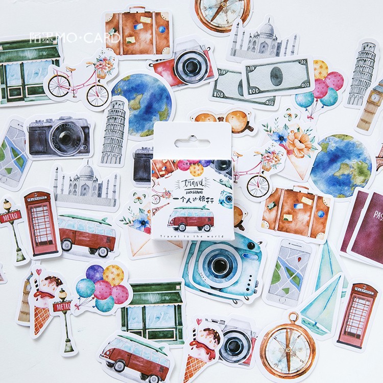 Urlaub & Reise Sticker, Sticker-Set Travel mit 45 mini Stickern