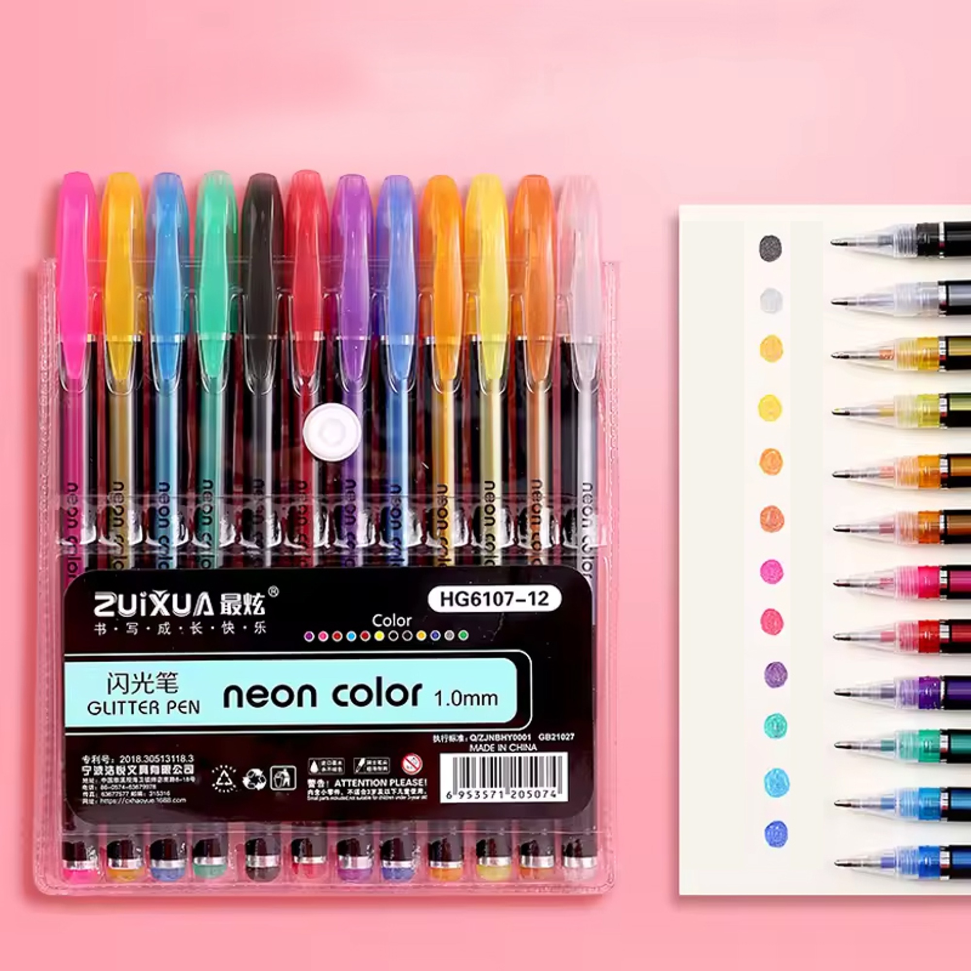 Glitzer Gel Stifte Set – 12 Farben mit bunter Glitzeroptik