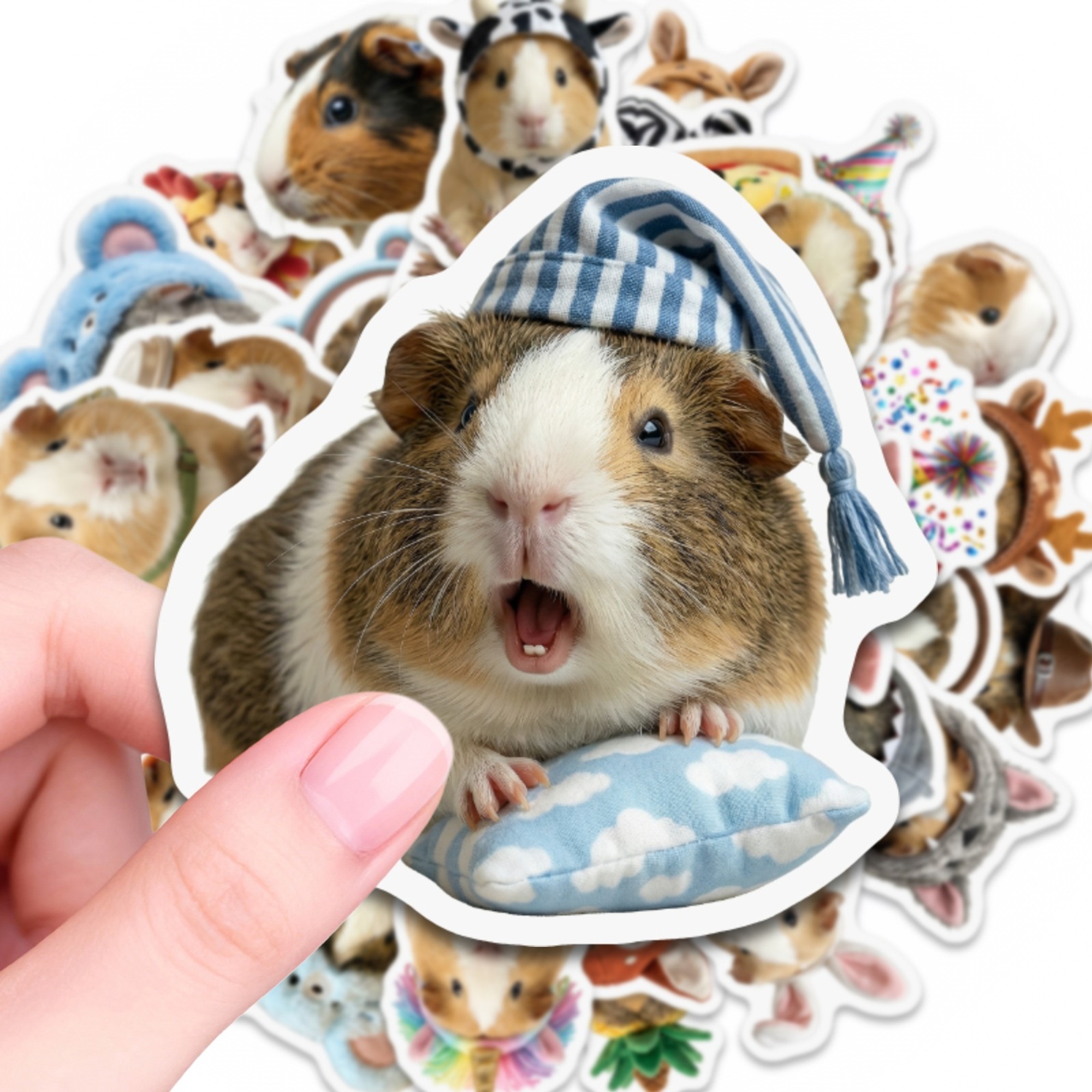 Meerschweinchen Sticker Set – 50 Papiersticker mit Tiermotiven