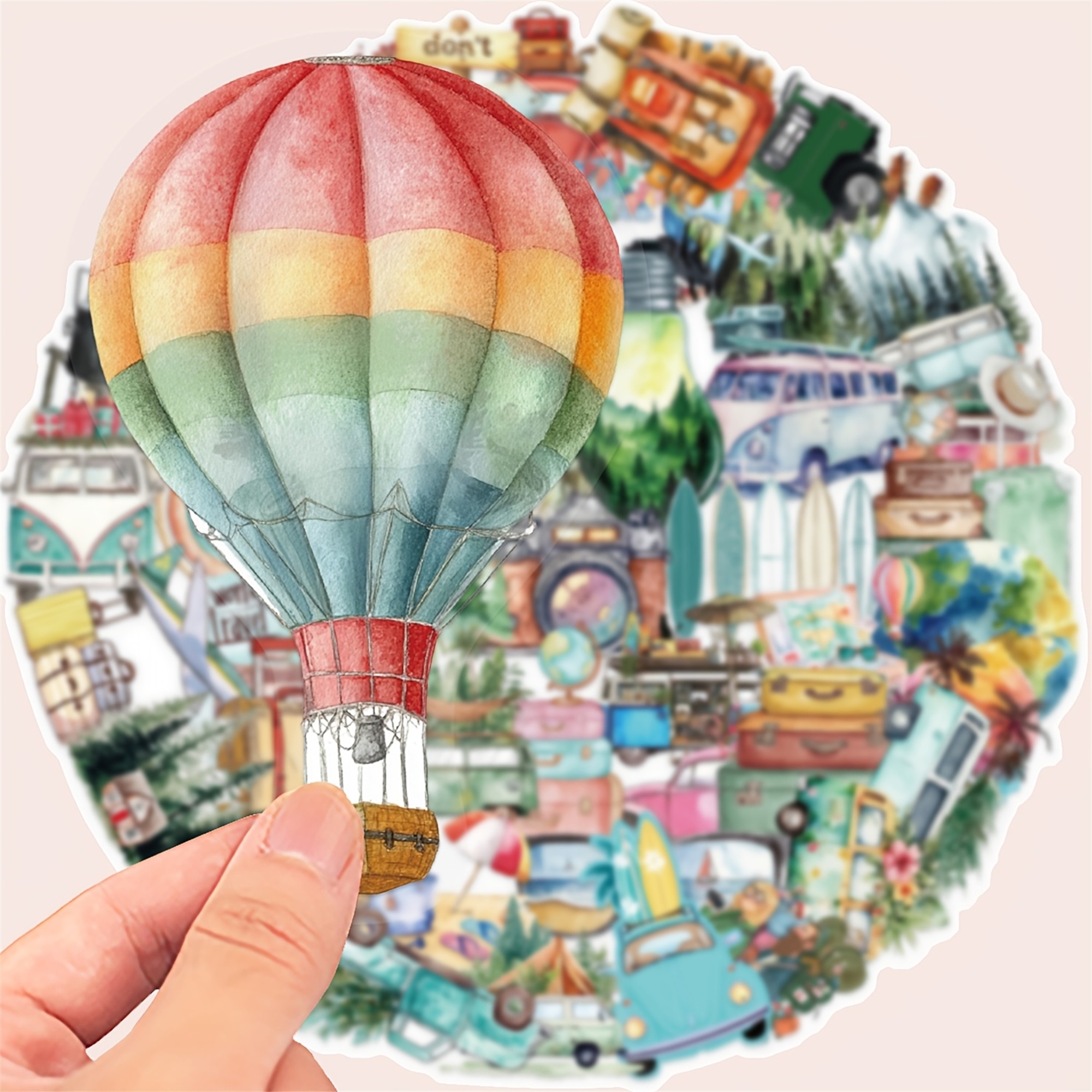 Reise Abenteuer Aufkleber Set – 50 Outdoor Cartoon Fahrzeug-Sticker aus PET/PVC