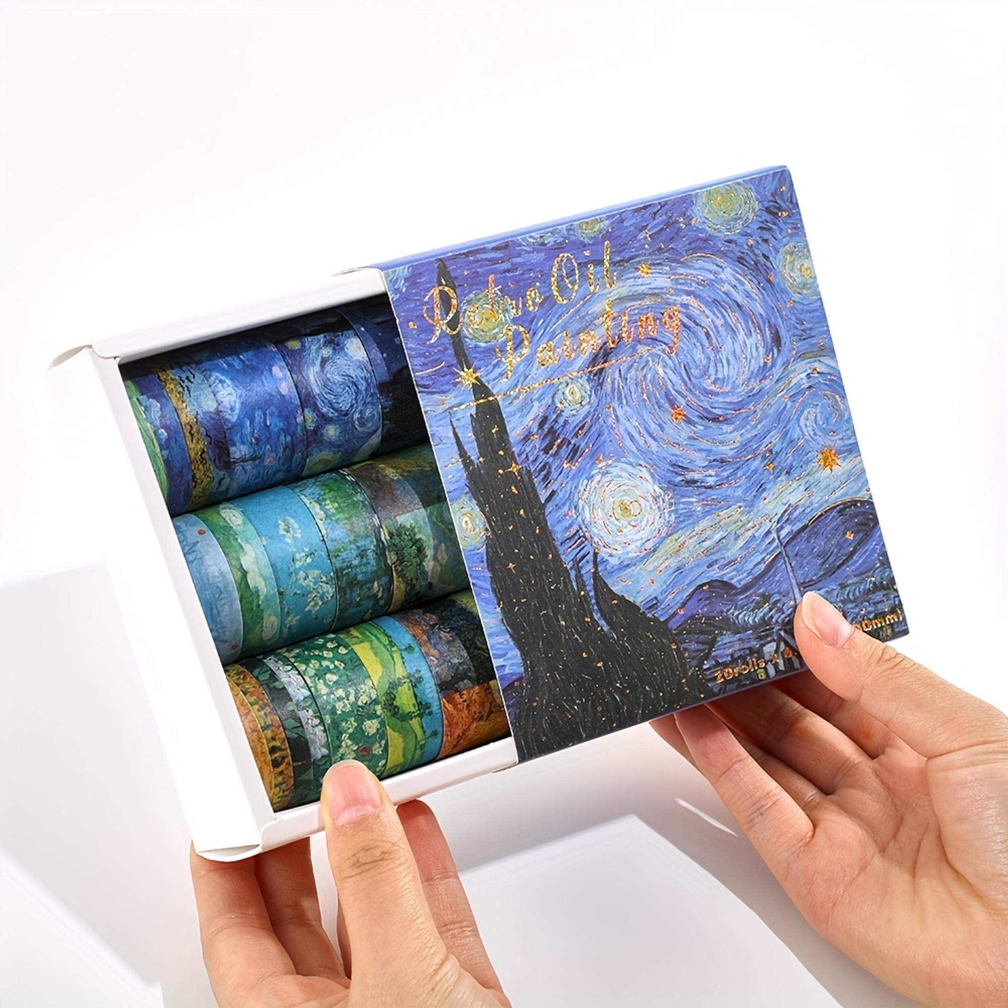 Washi Tape Set Vintage Ölmalerei – 20 Rollen mit Sternenhimmel-Motiven