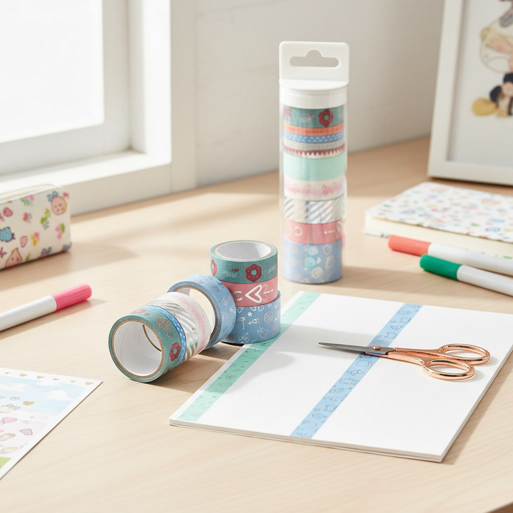 Washi Tape Set mit Blumenmotiv – 10 Rollen Papier mit Goldfolie