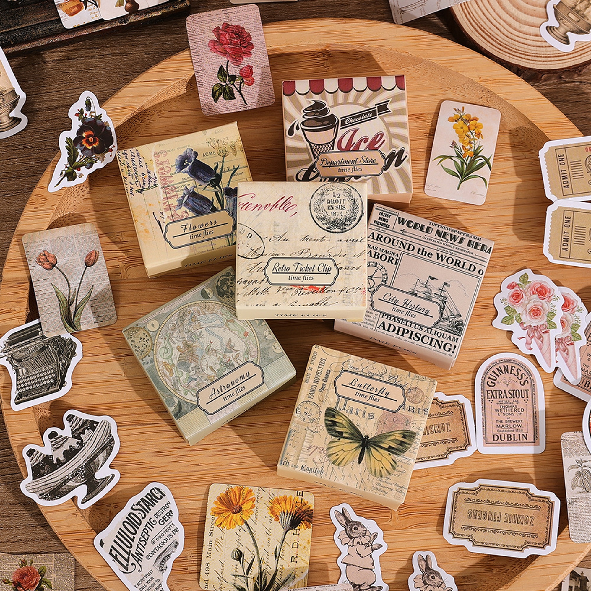 Retro Scrapbooking Sticker Set – 300 Sticker in 6 verschiedene retro Stile