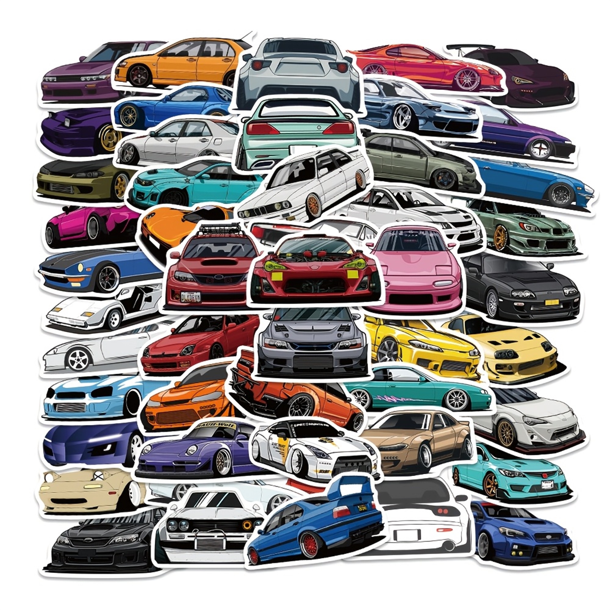 Retro Auto Sticker Set – 50 Cartoon Motive zum Dekorieren