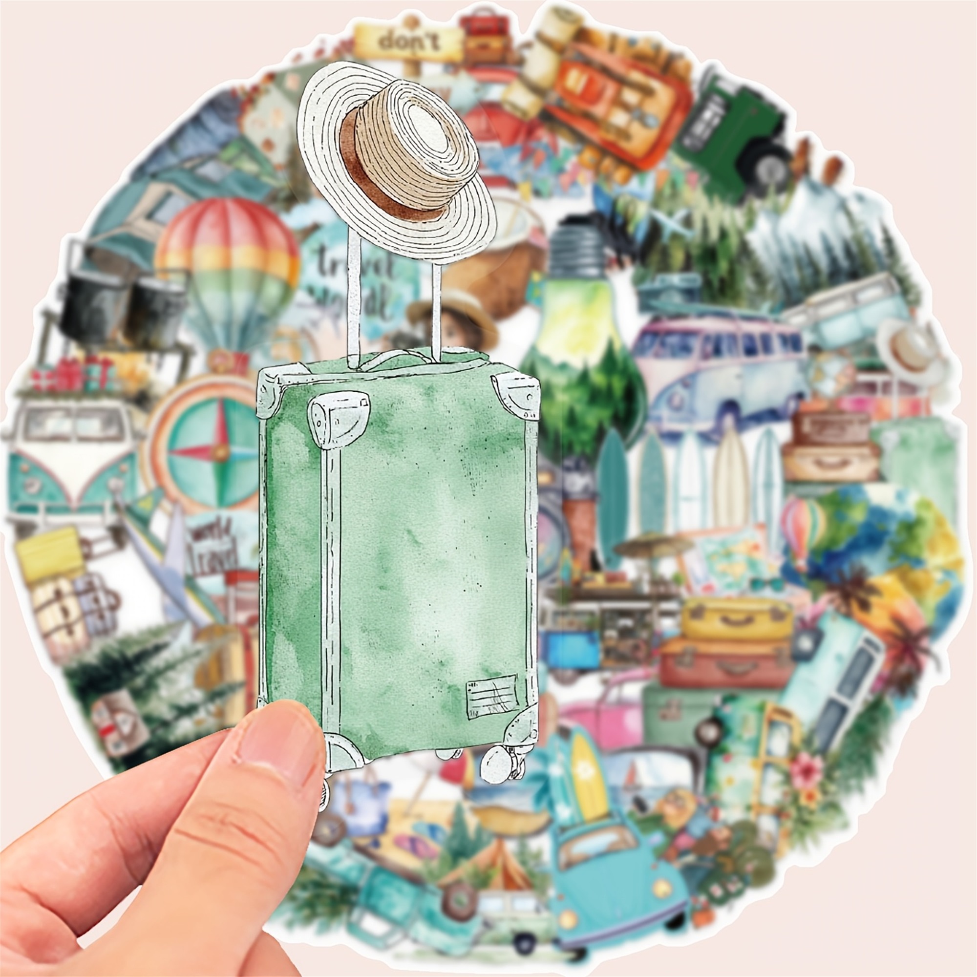Reise Abenteuer Aufkleber Set – 50 Outdoor Cartoon Fahrzeug-Sticker aus PET/PVC