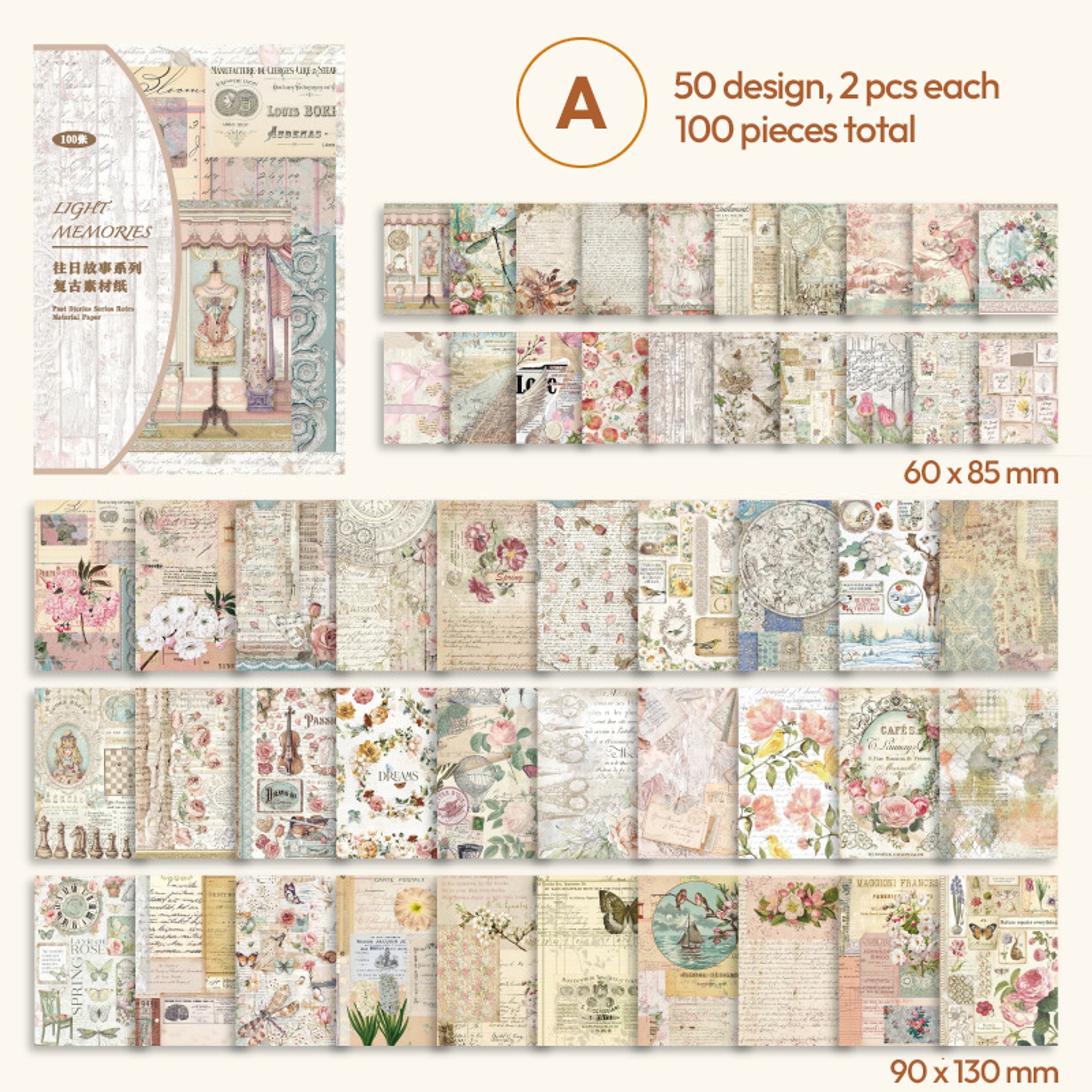 Scrapbooking Papierfragmente Set – 100-teiliges Deko-Papier