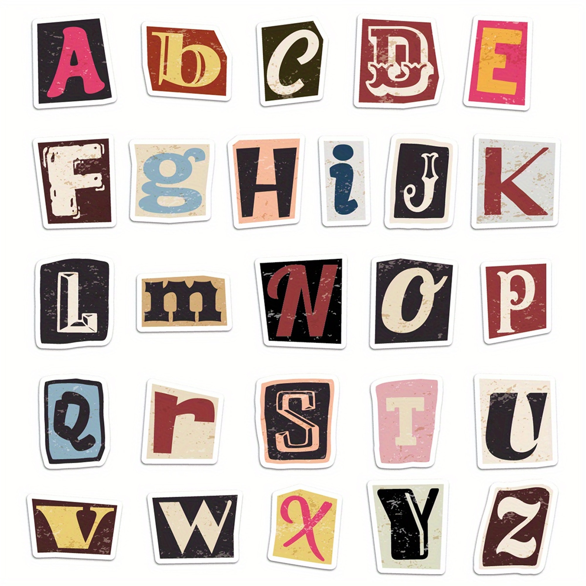 Buchstaben Sticker Set – 52 Mini Papieraufkleber, selbstklebend