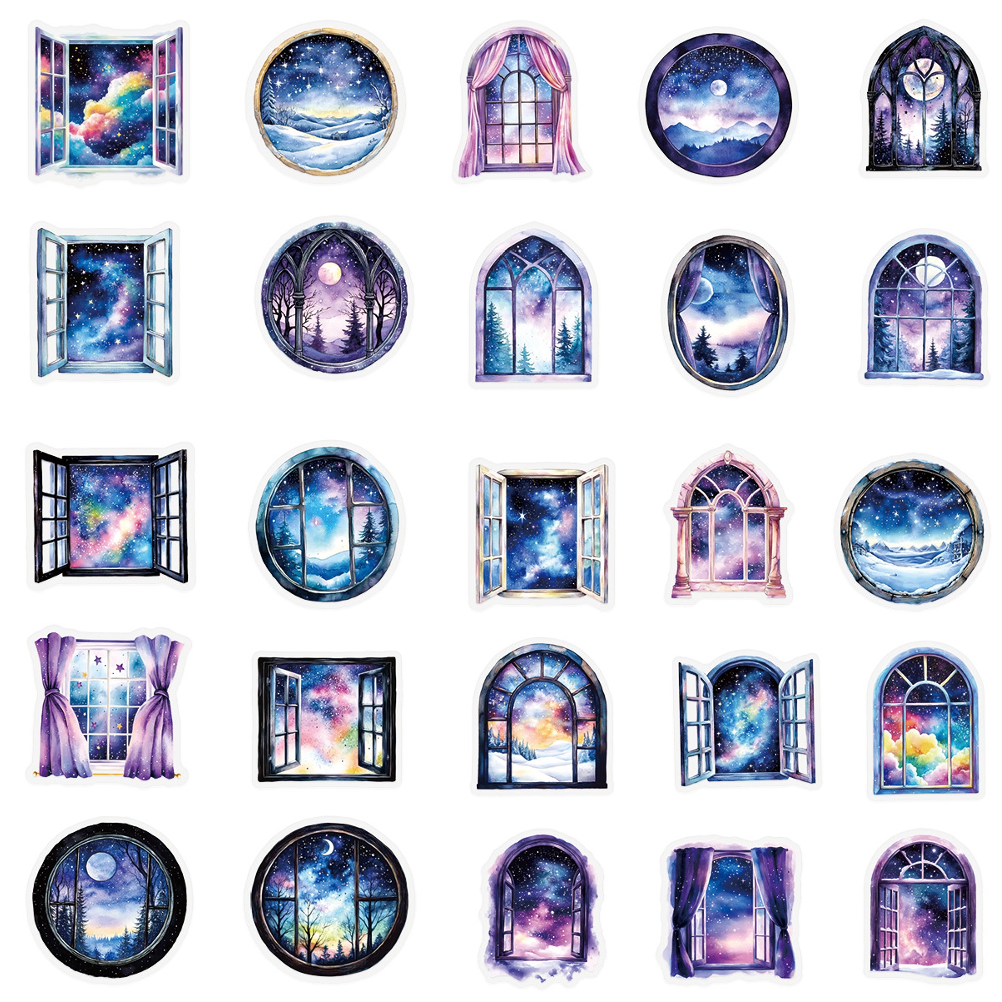 Nachthimmel Fenster Aufkleber Set – 50 Sticker mit Sonne, Mond und Sternen