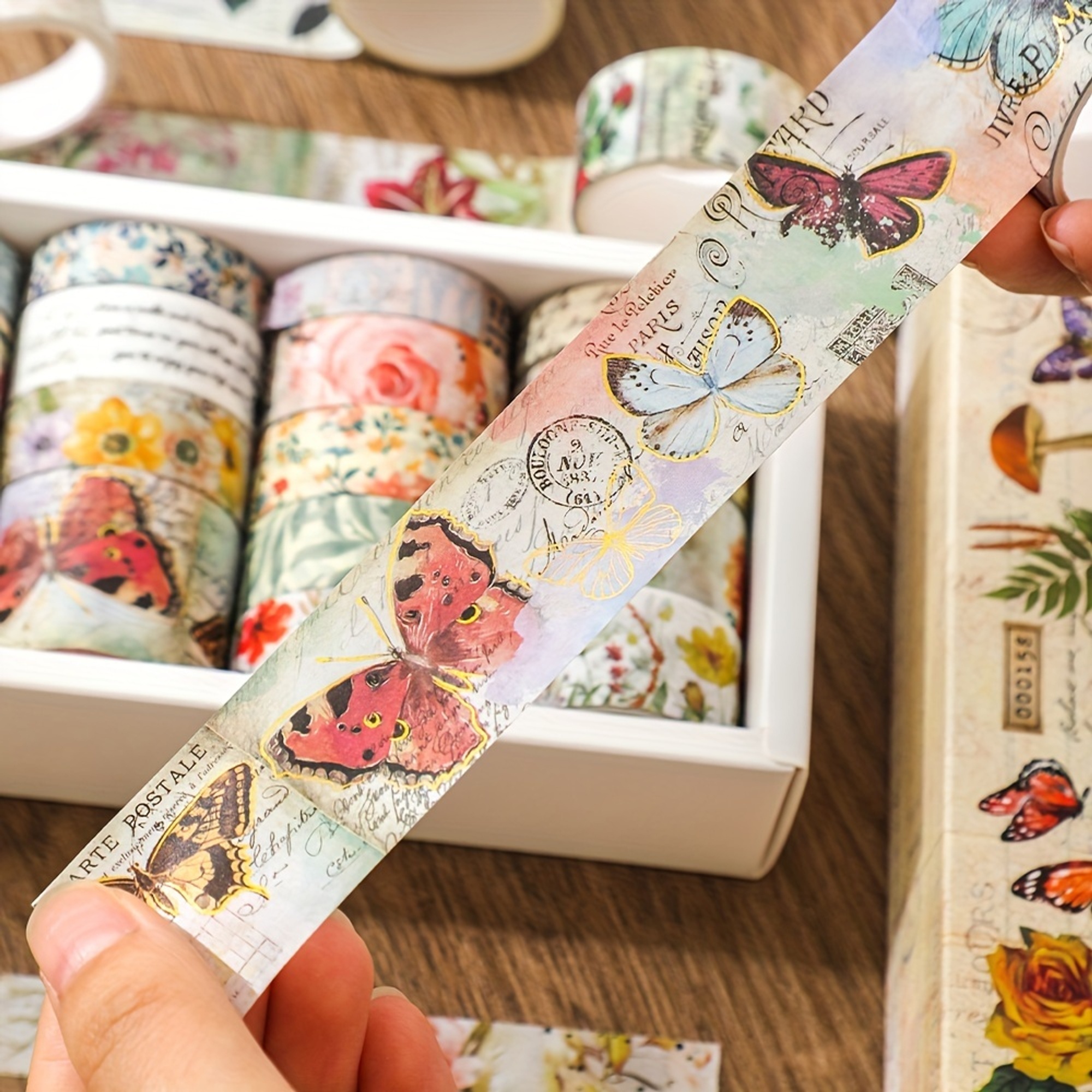 Washi Tape Set Vintage Schmetterlinge – 20er Rollen Papier-Dekor