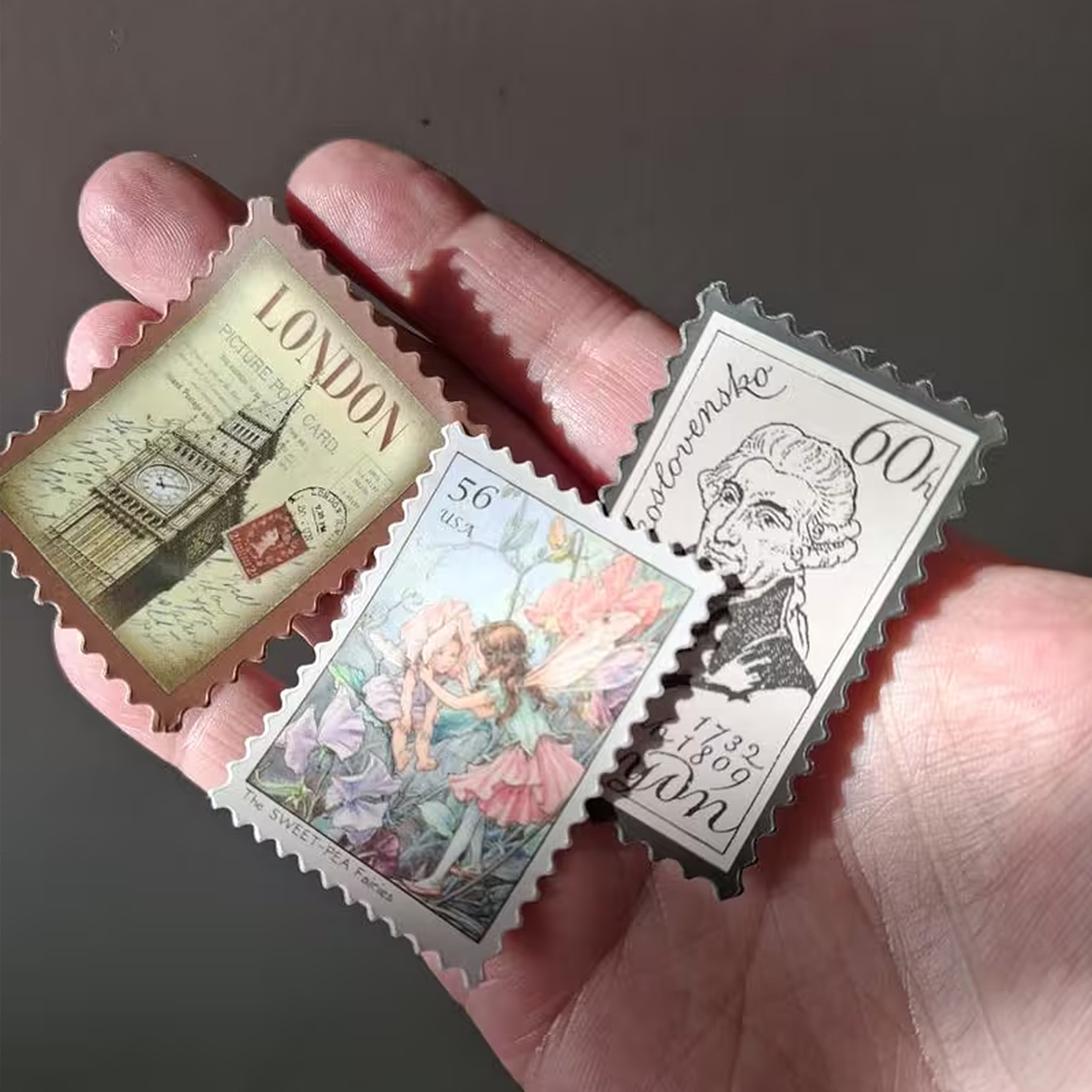 Botanische Briefmarken Sticker – 50-teiliges Set im floralen Vintage-Look
