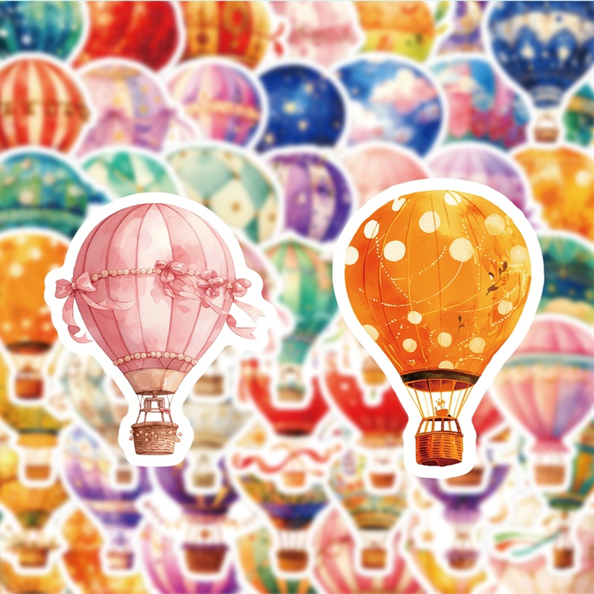 Heißluftballon Sticker Set – 50 Papiersticker mit bunten Motiven