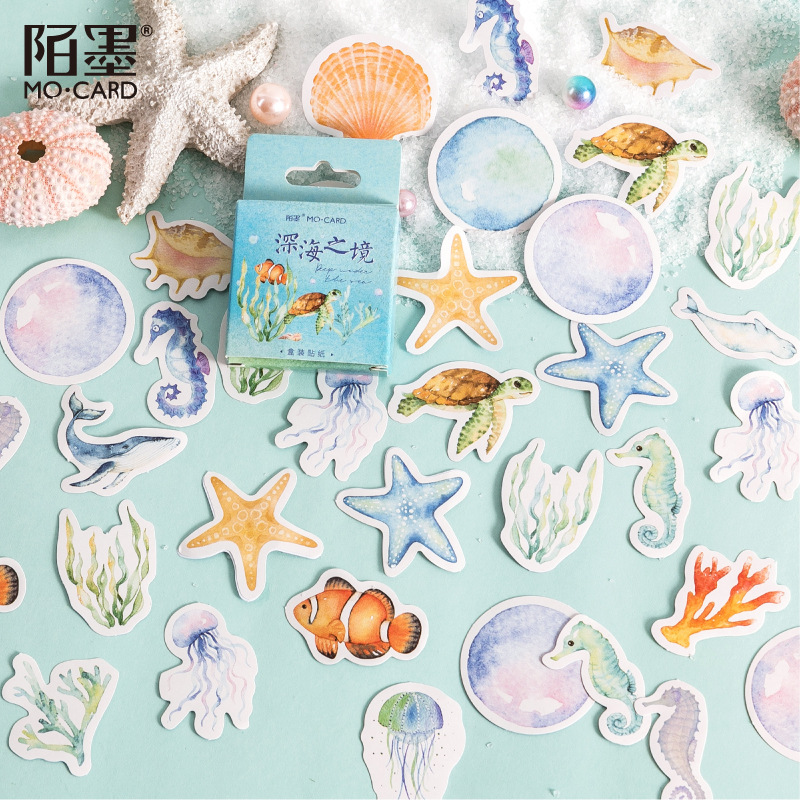 Meerestiere Sticker, Sticker-Set "Deep Under The Sea" mit 45 mini Stickern