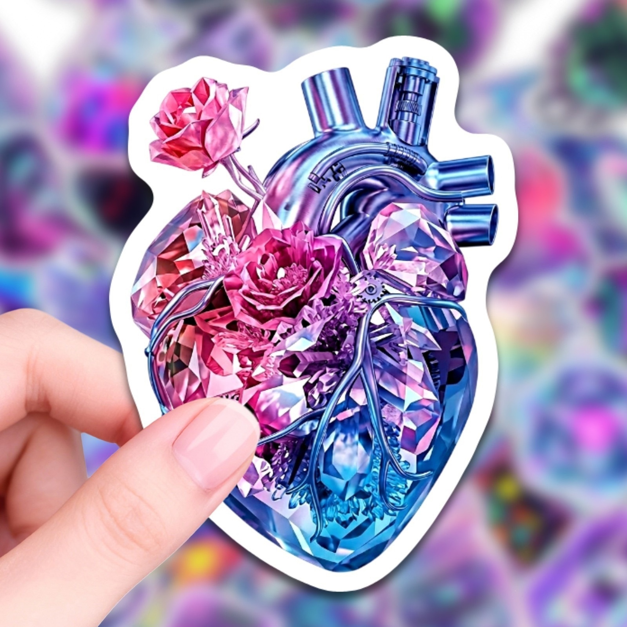 Cyber Vaporwave Sticker Set – 50 Papieraufkleber im Neonstil