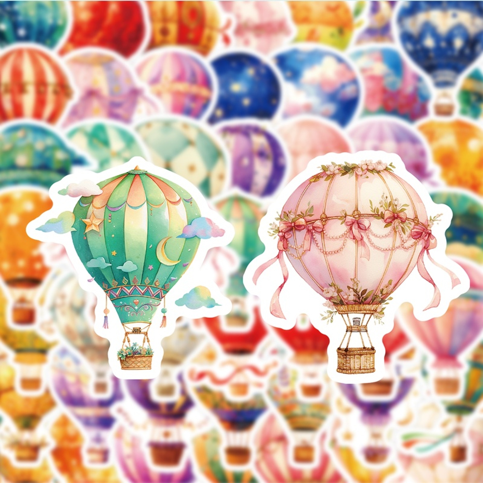 Heißluftballon Sticker Set – 50 Papiersticker mit bunten Motiven