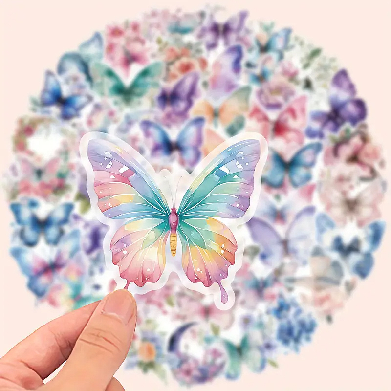Schmetterling Sticker Set transparent – 50 Design-Sticker aus PET-Folie