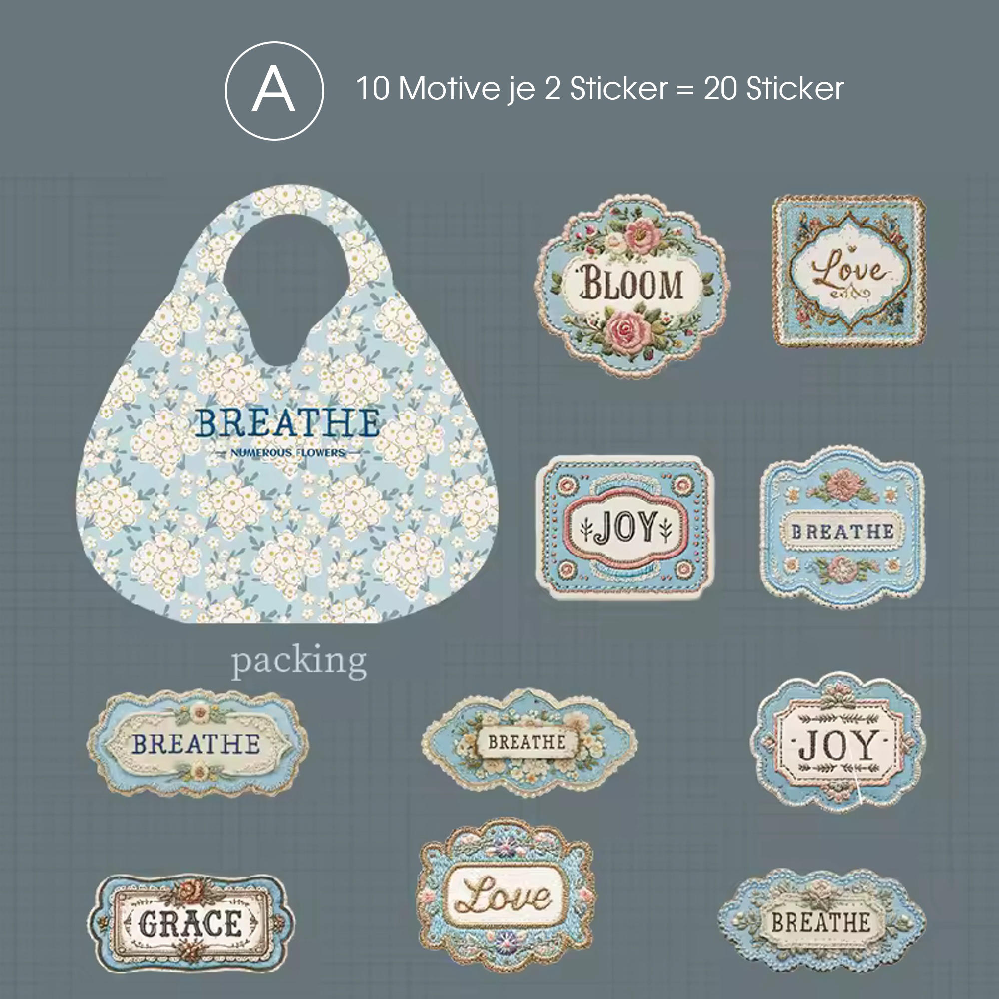 Scrapbooking Sticker Blumen 3D – 20-teiliges Retro Set mit Relief Design