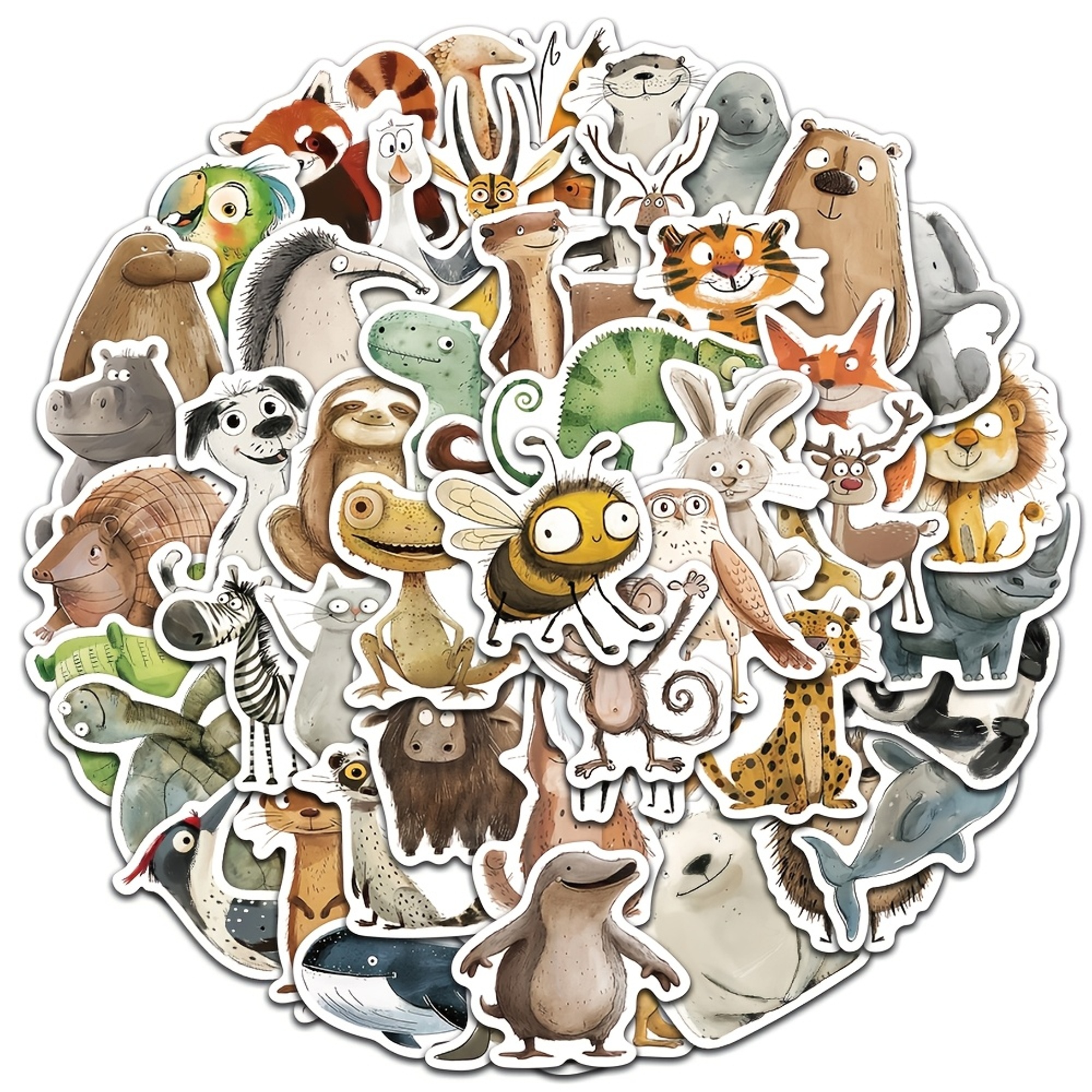 Sticker Set mit niedlichen Tiermotiven – 50 lustige Tiere, Papier, Nordic Style