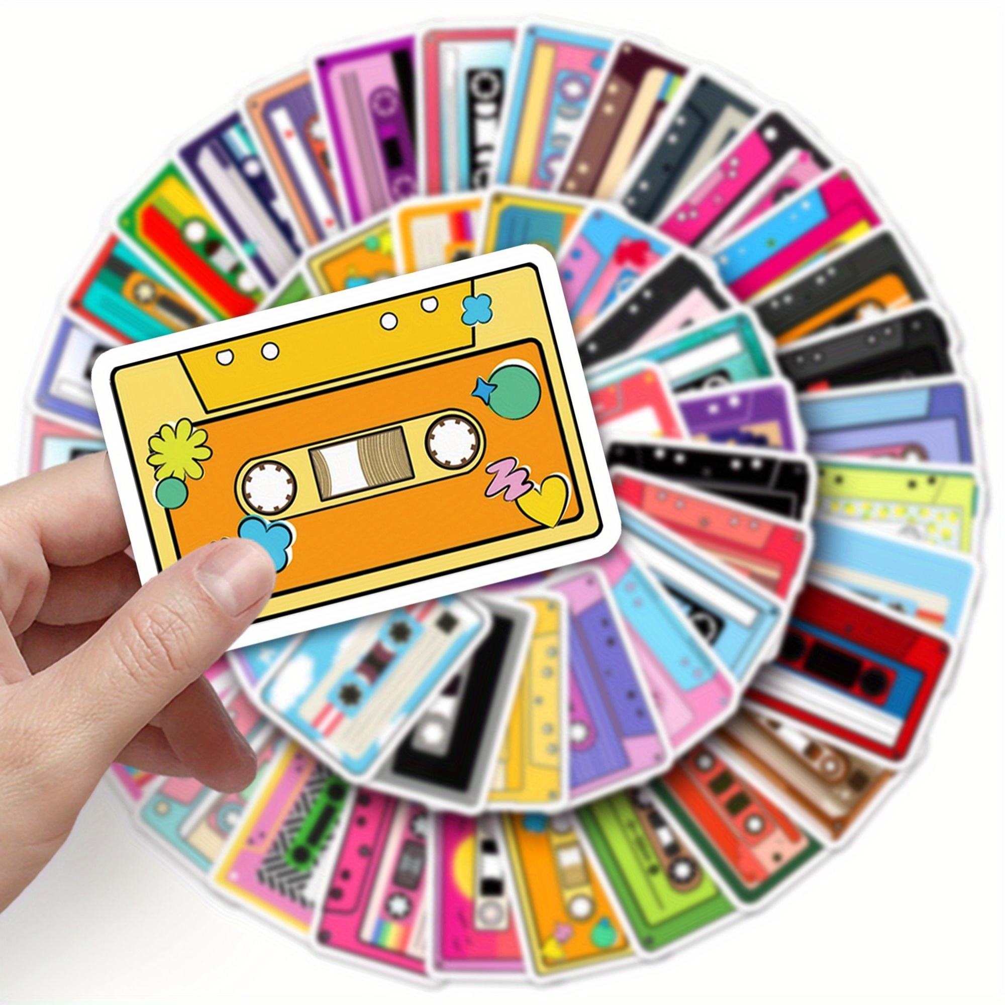 Retro Kassetten Sticker Set – 50 Papiersticker im Vintage Design