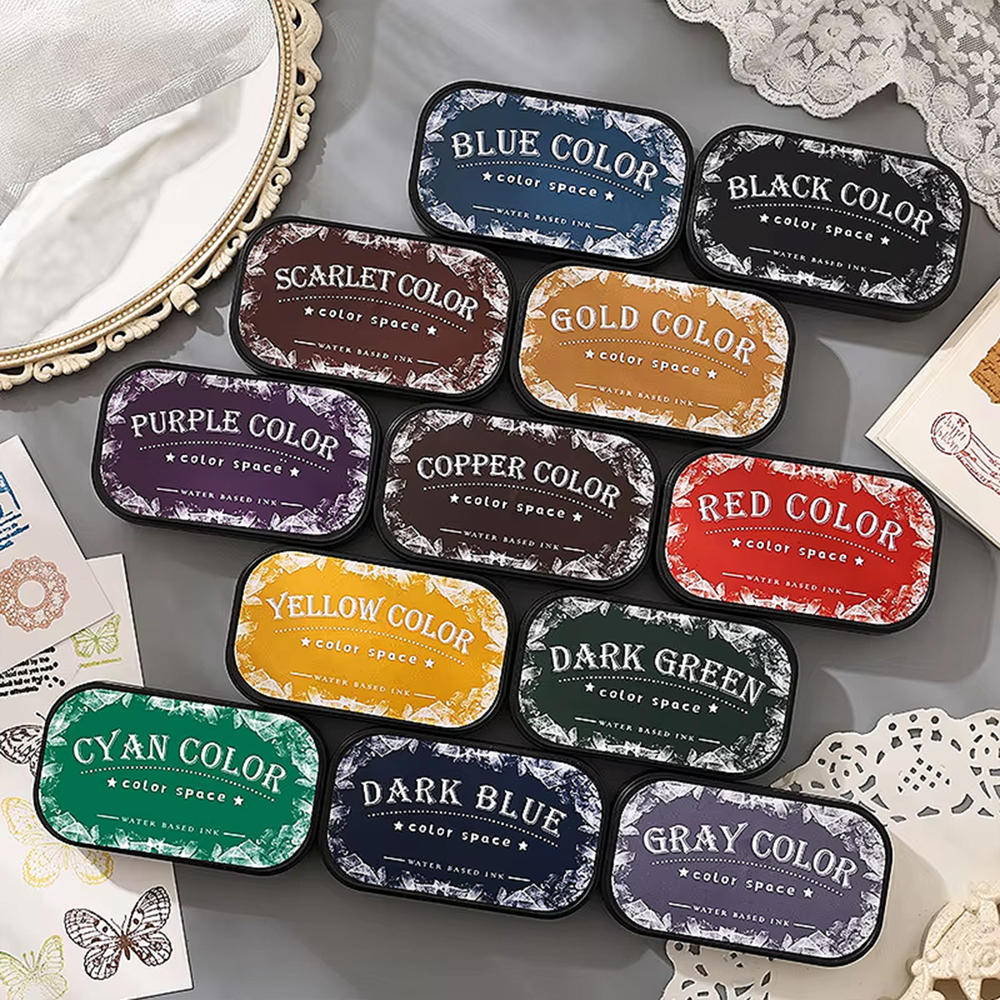 Mehrfarbiges Stempelkissen wasserbasiert – Retro Design für DIY Basteln