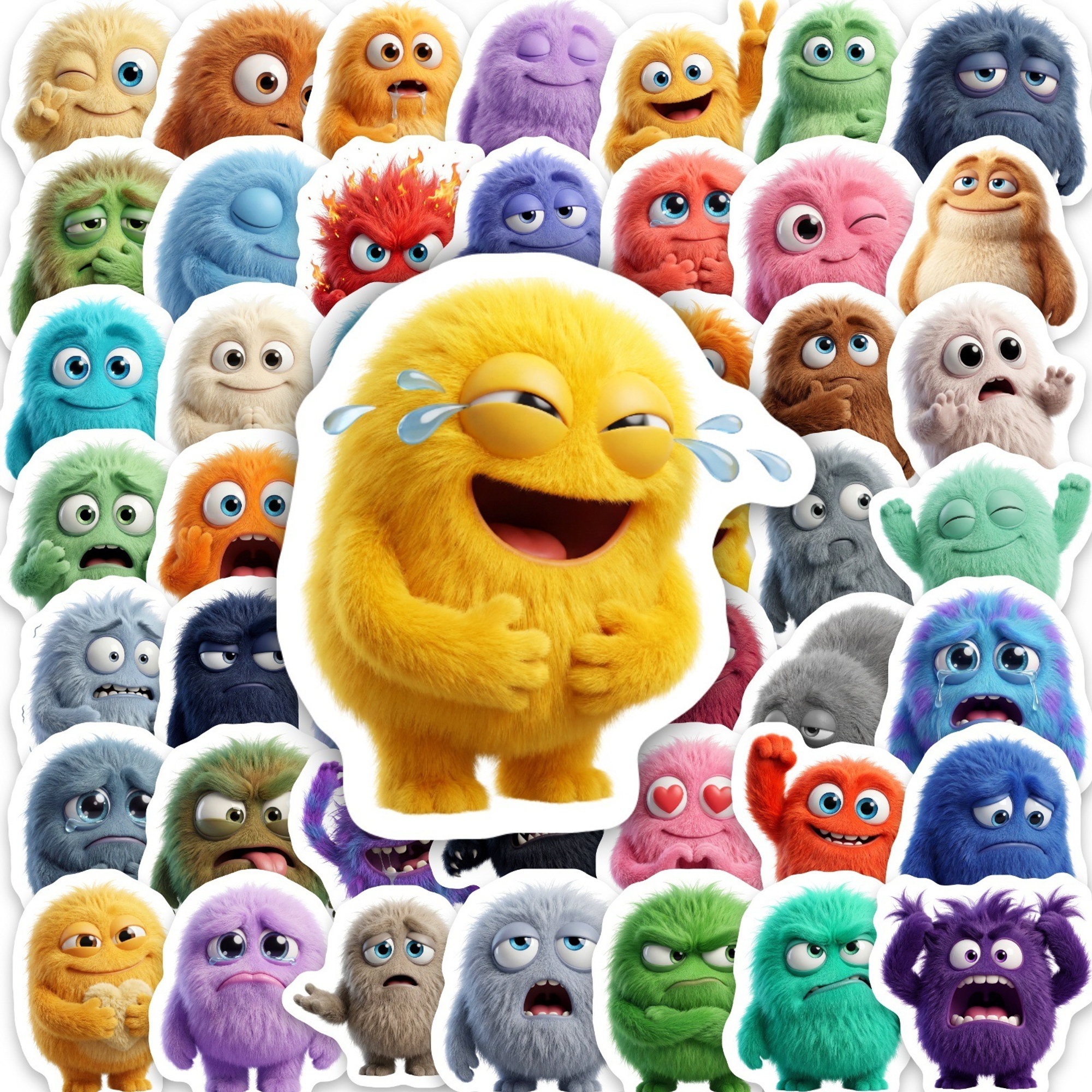 Bunte Monster Sticker Set – 50 Motive aus Papier für kreative Dekoration