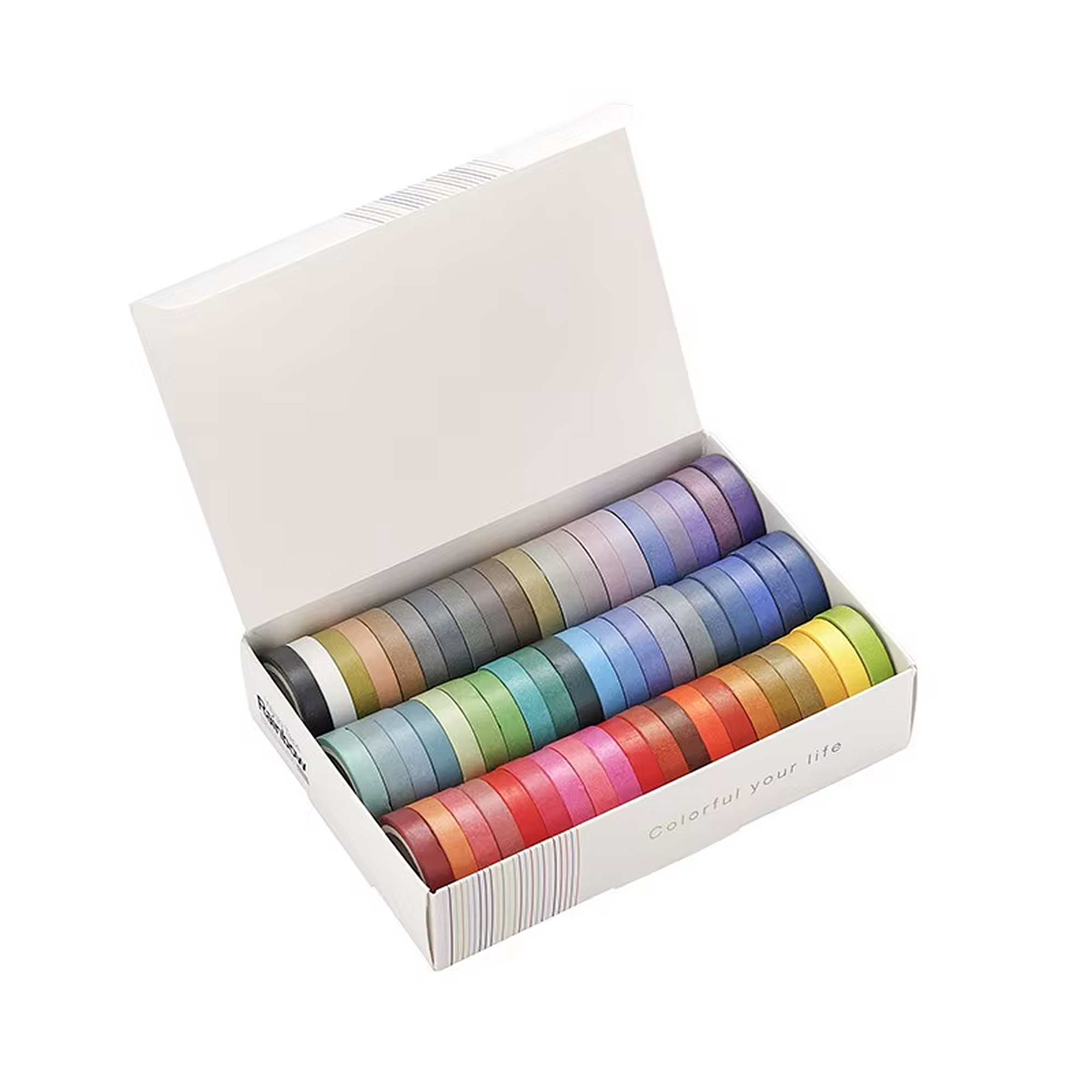 Regenbogen Washi Tape Set – 60 Rollen aus Washi-Papier in Regenbogenfarben