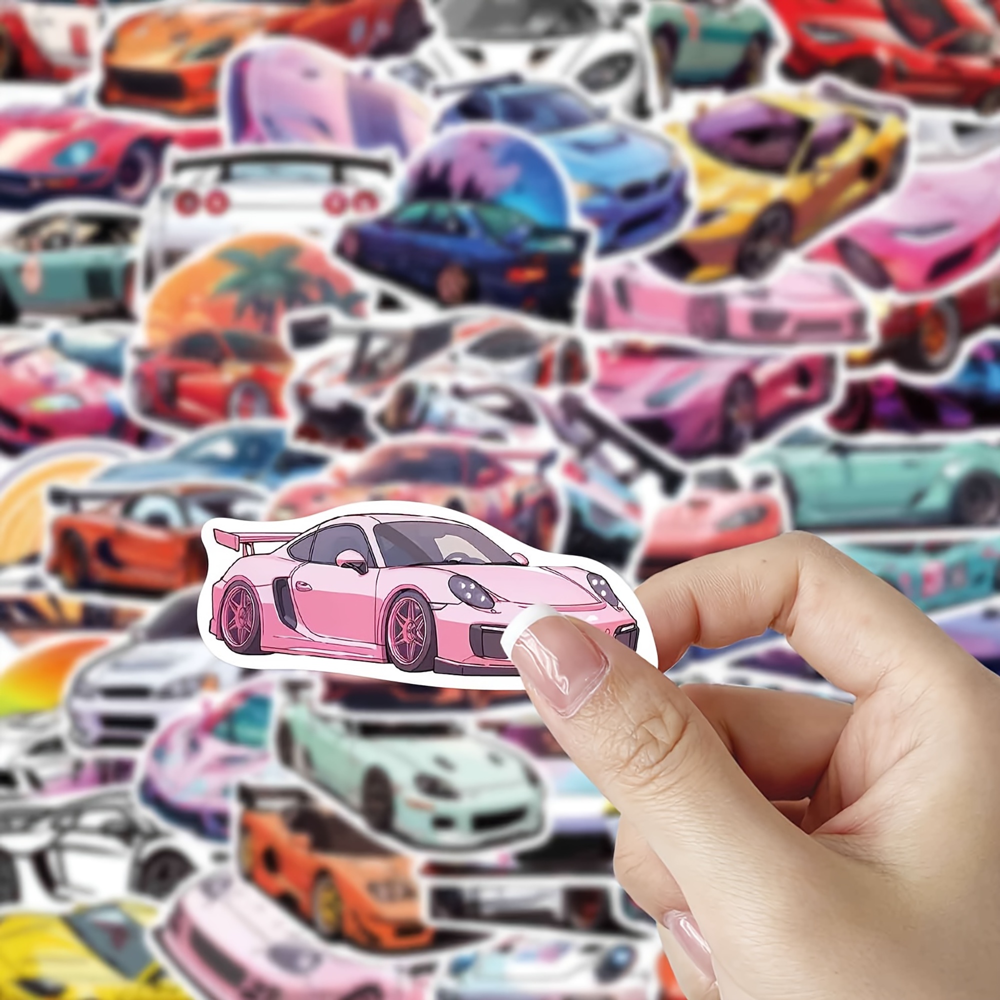 Sportwagen Sticker Set – 50 Papieraufkleber mit Sportwagenmotiven