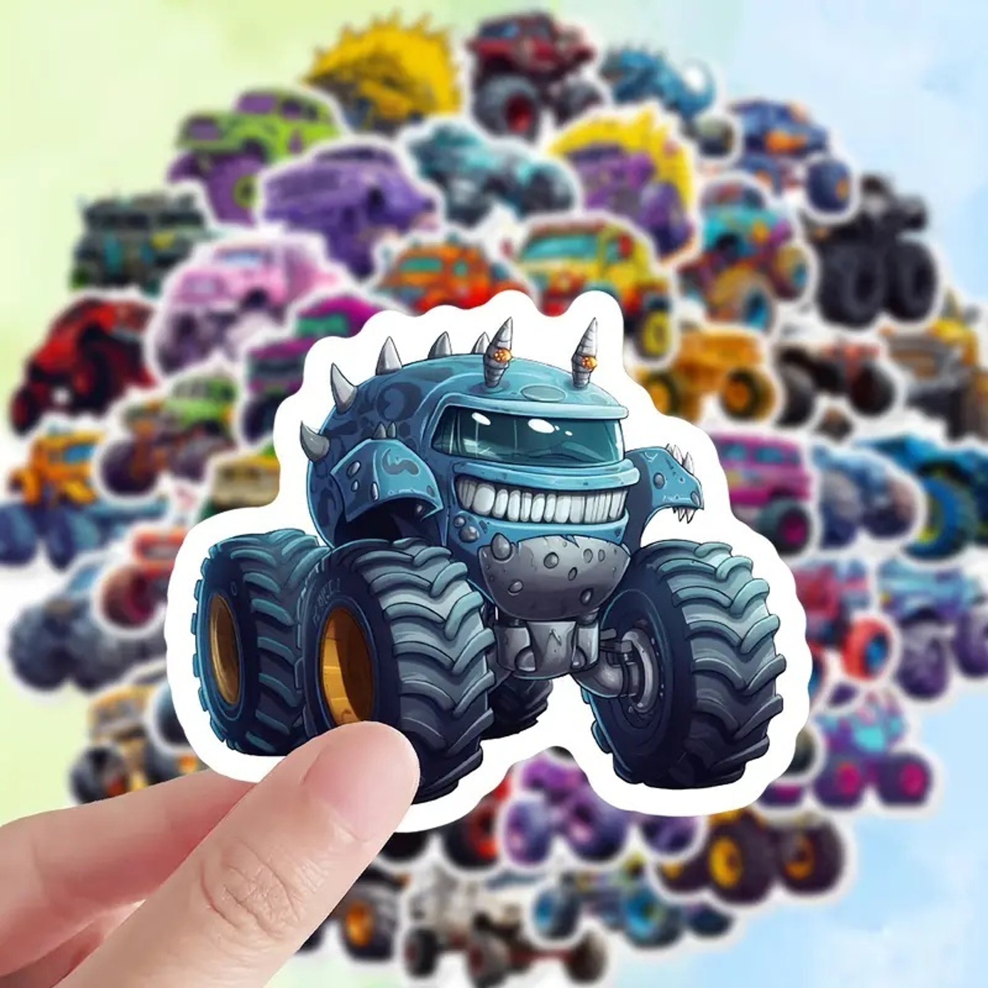 Monster Truck Sticker Set – 50 Papieraufkleber mit coolen Motiven