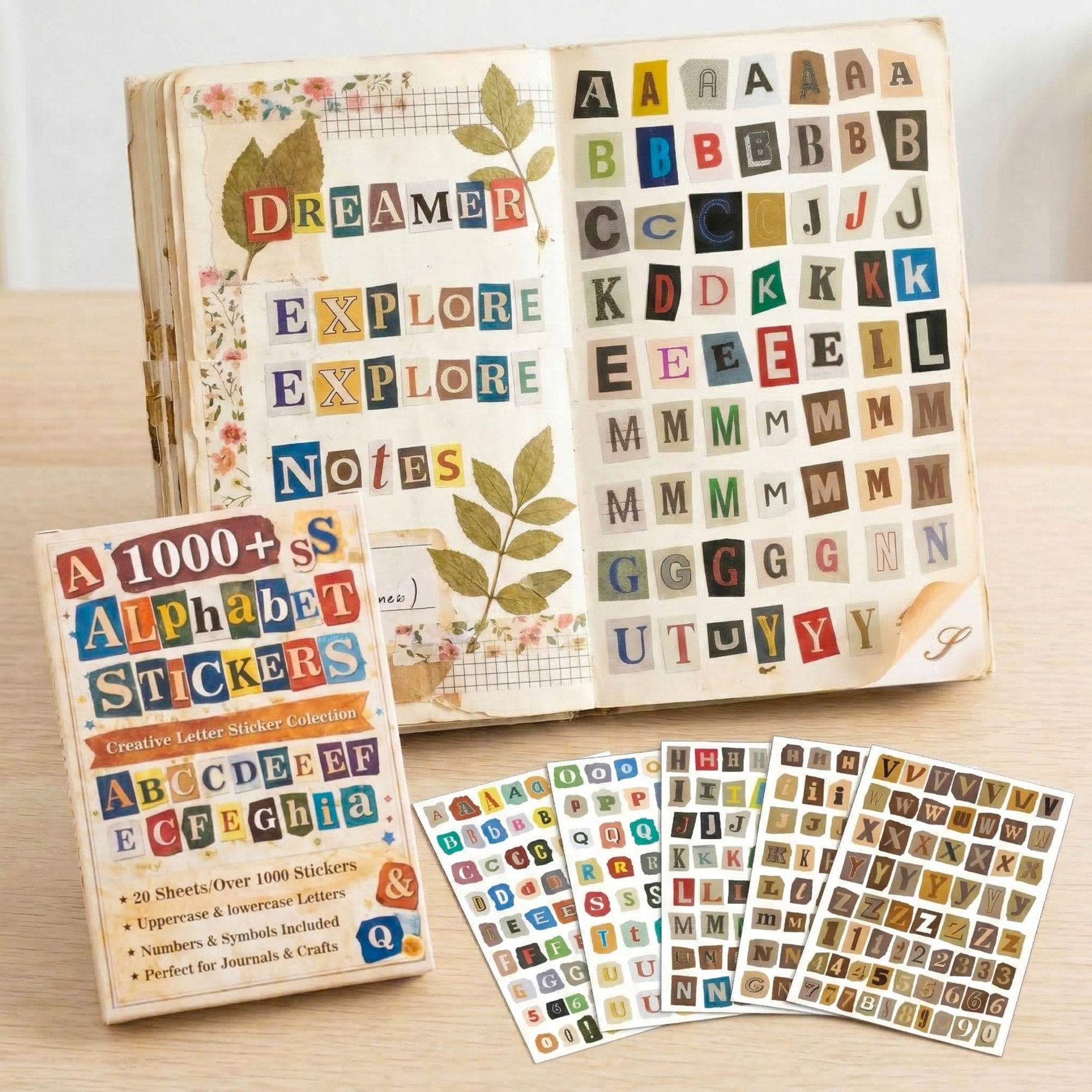 Alphabet Sticker Set für Scrapbooking – 1000 Buchstaben, Groß- und Kleinschreibung