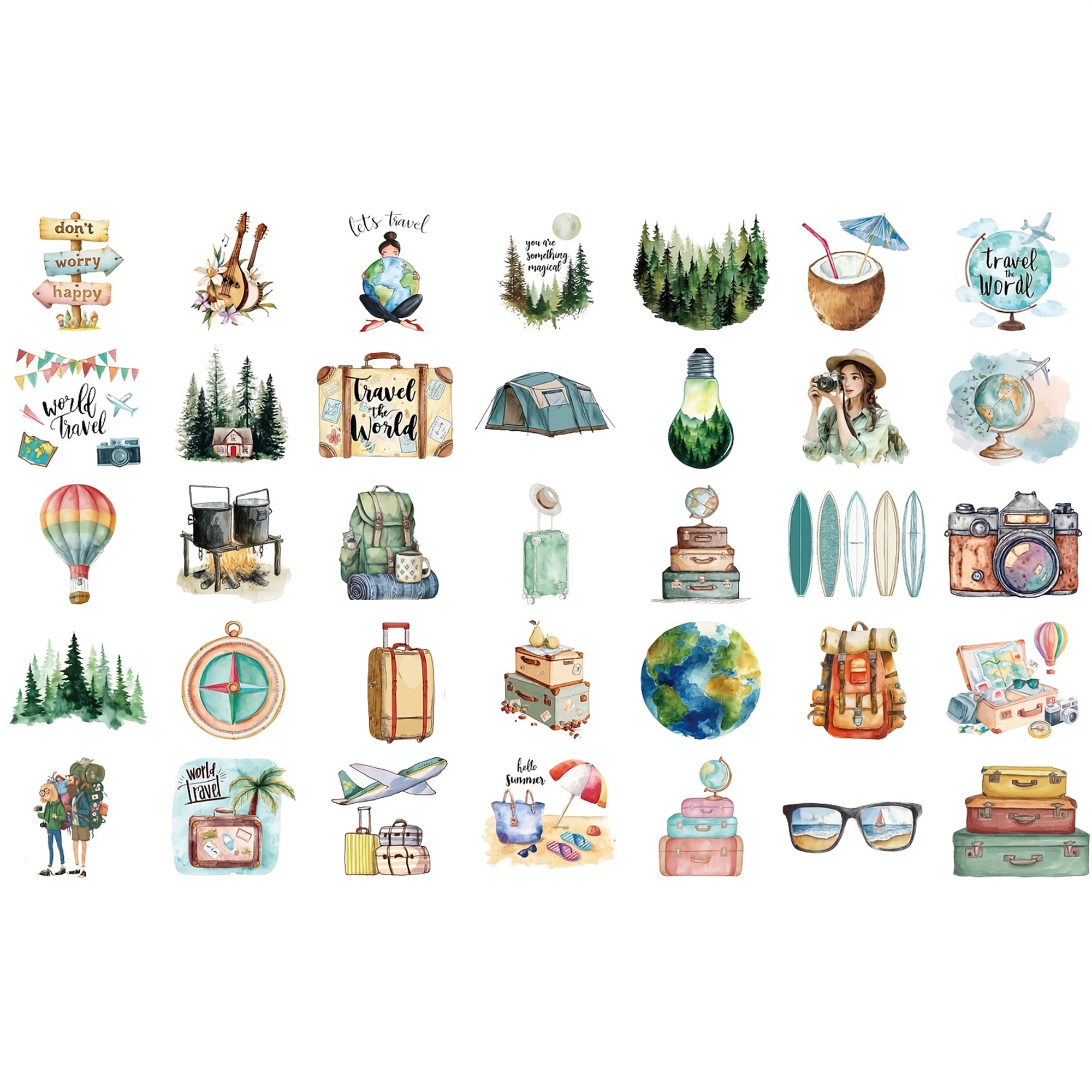 Reise Abenteuer Aufkleber Set – 50 Outdoor Cartoon Fahrzeug-Sticker aus PET/PVC