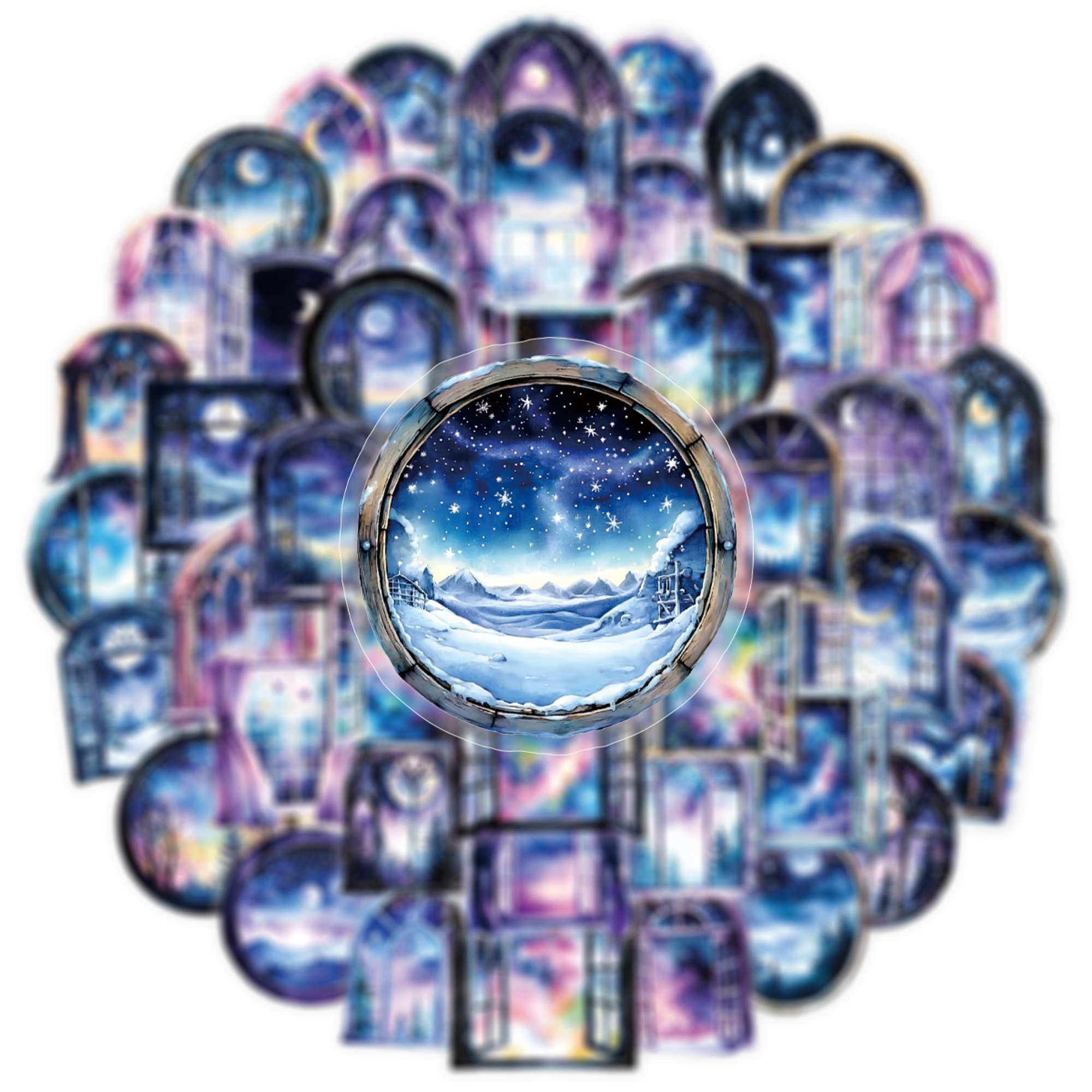 Nachthimmel Fenster Aufkleber Set – 50 Sticker mit Sonne, Mond und Sternen