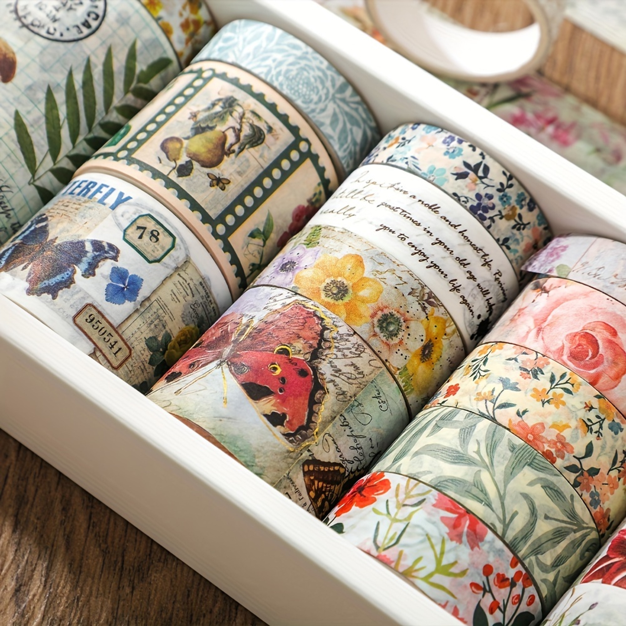 Washi Tape Set Vintage Schmetterlinge – 20er Rollen Papier-Dekor