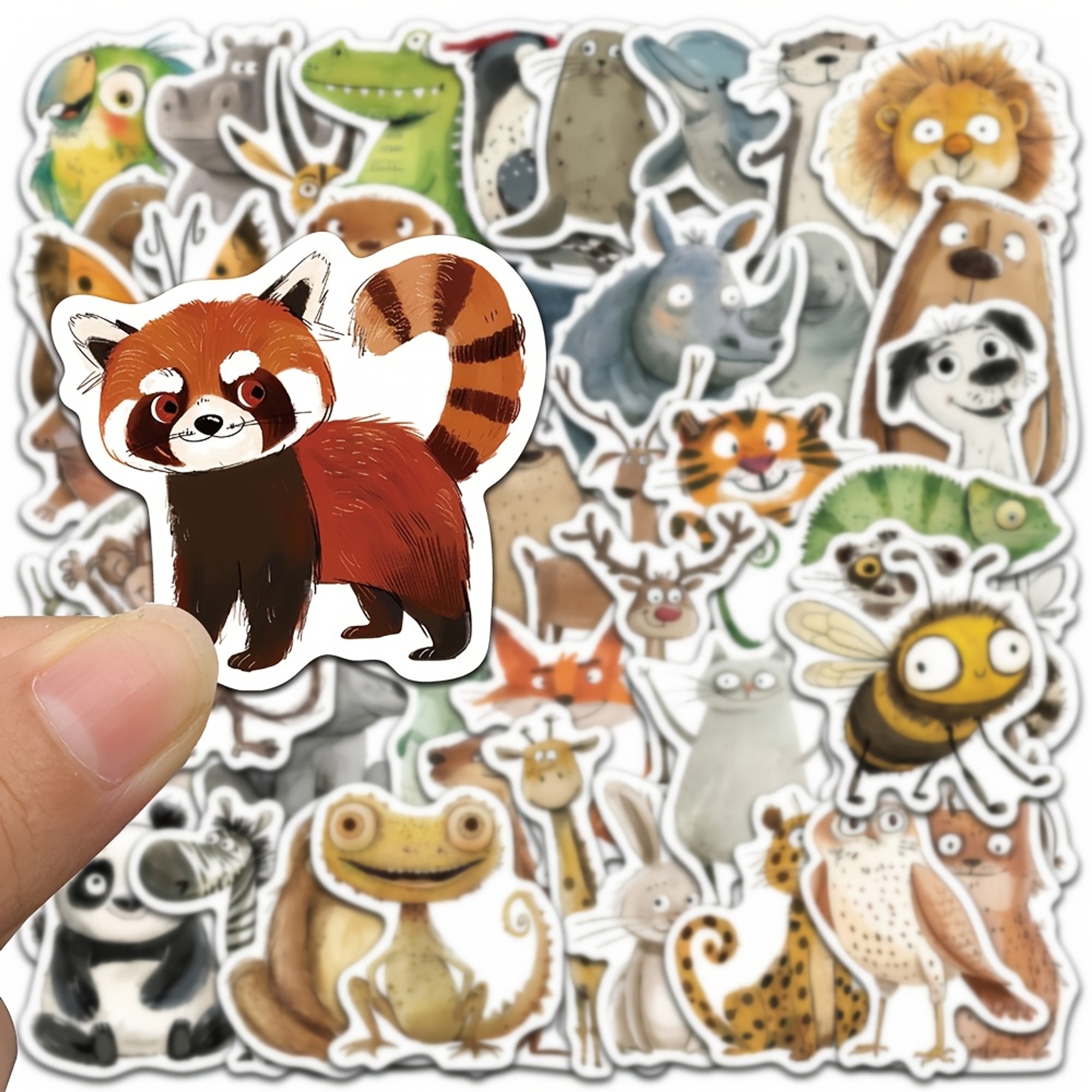 Sticker Set mit niedlichen Tiermotiven – 50 lustige Tiere, Papier, Nordic Style