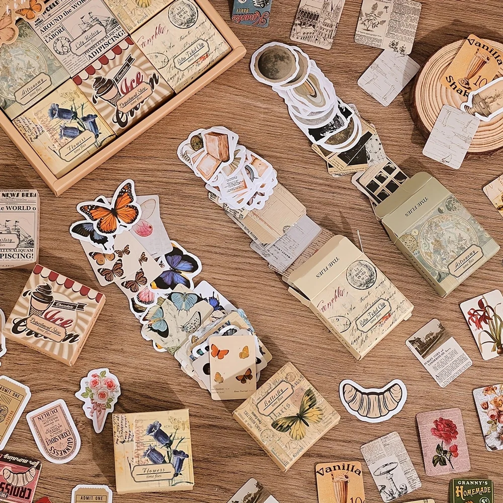 Retro Scrapbooking Sticker Set – 300 Sticker in 6 verschiedene retro Stile