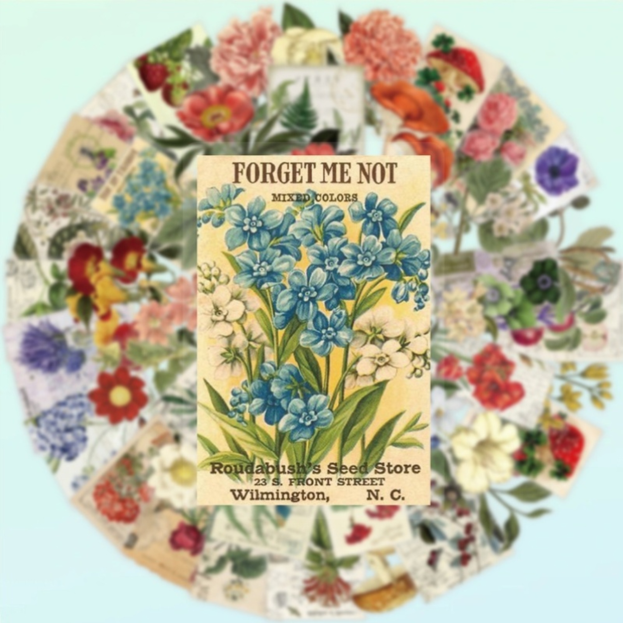 Botanische Pflanzen Sticker Set – 50 Aufkleber aus PET/PVC mit Blumen- und Pflanzenmotiven