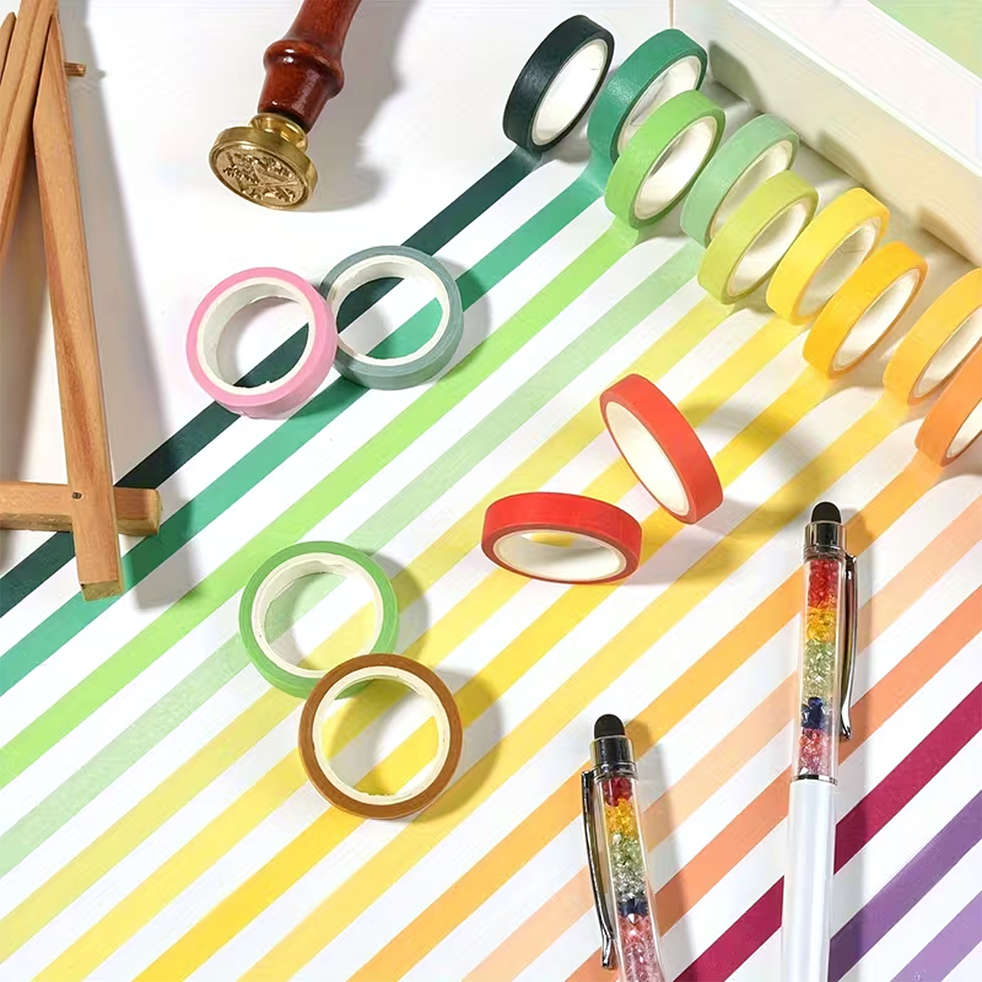 Regenbogen Washi Tape Set – 60 Rollen aus Washi-Papier in Regenbogenfarben
