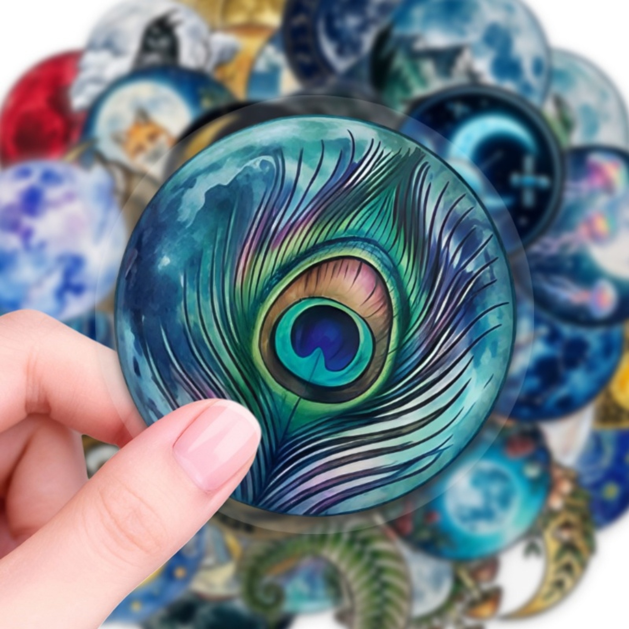 Universum Sticker Set – 50 Transparente Motive mit Natur, Sonne, Mond & Sterne