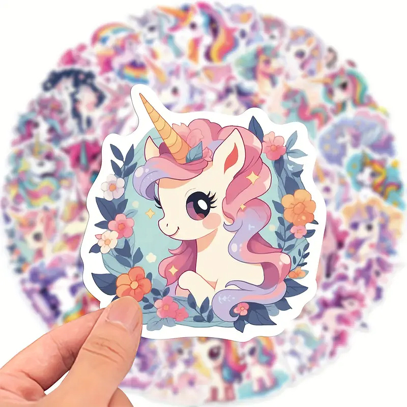 Einhorn Sticker für Kinder – 50 süße Motive | Mattes Vinyl, 4–6 cm, selbstklebend, für Hefte, Tagebücher, Geschenke & Kindergeburtstage