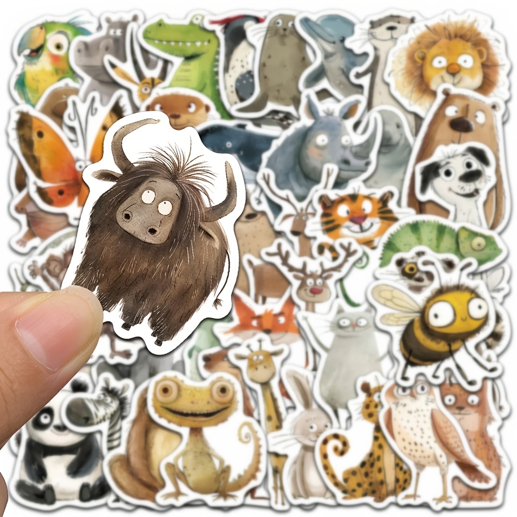 Sticker Set mit niedlichen Tiermotiven – 50 lustige Tiere, Papier, Nordic Style