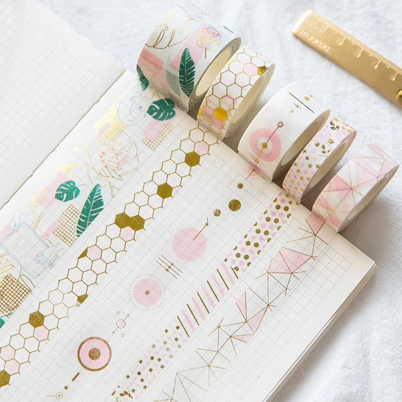 Geometrische Motive Washi Tapes mit Goldfolie