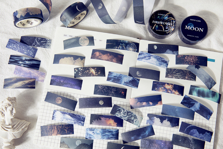 Washi Tape – Mond, Wolke, Welle, Feuerwerk, Licht und Galaxie