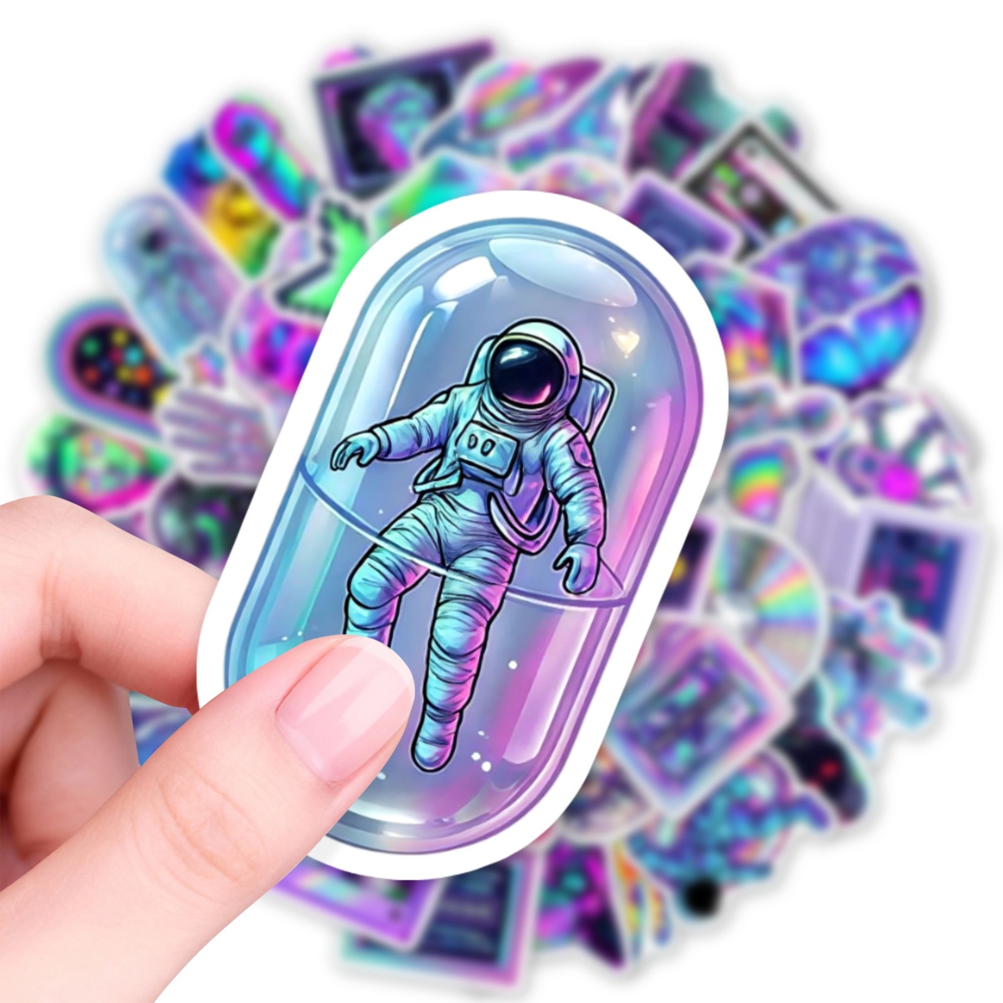 Cyber Vaporwave Sticker Set – 50 Papieraufkleber im Neonstil