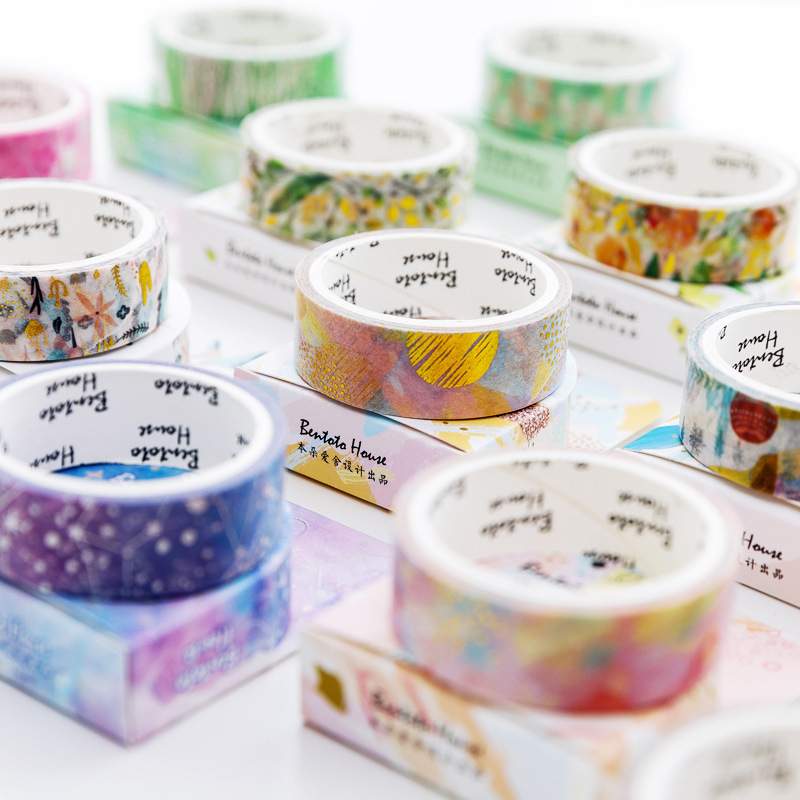 Bentoto Washi Tapes mit Goldfolie, 16 Farben