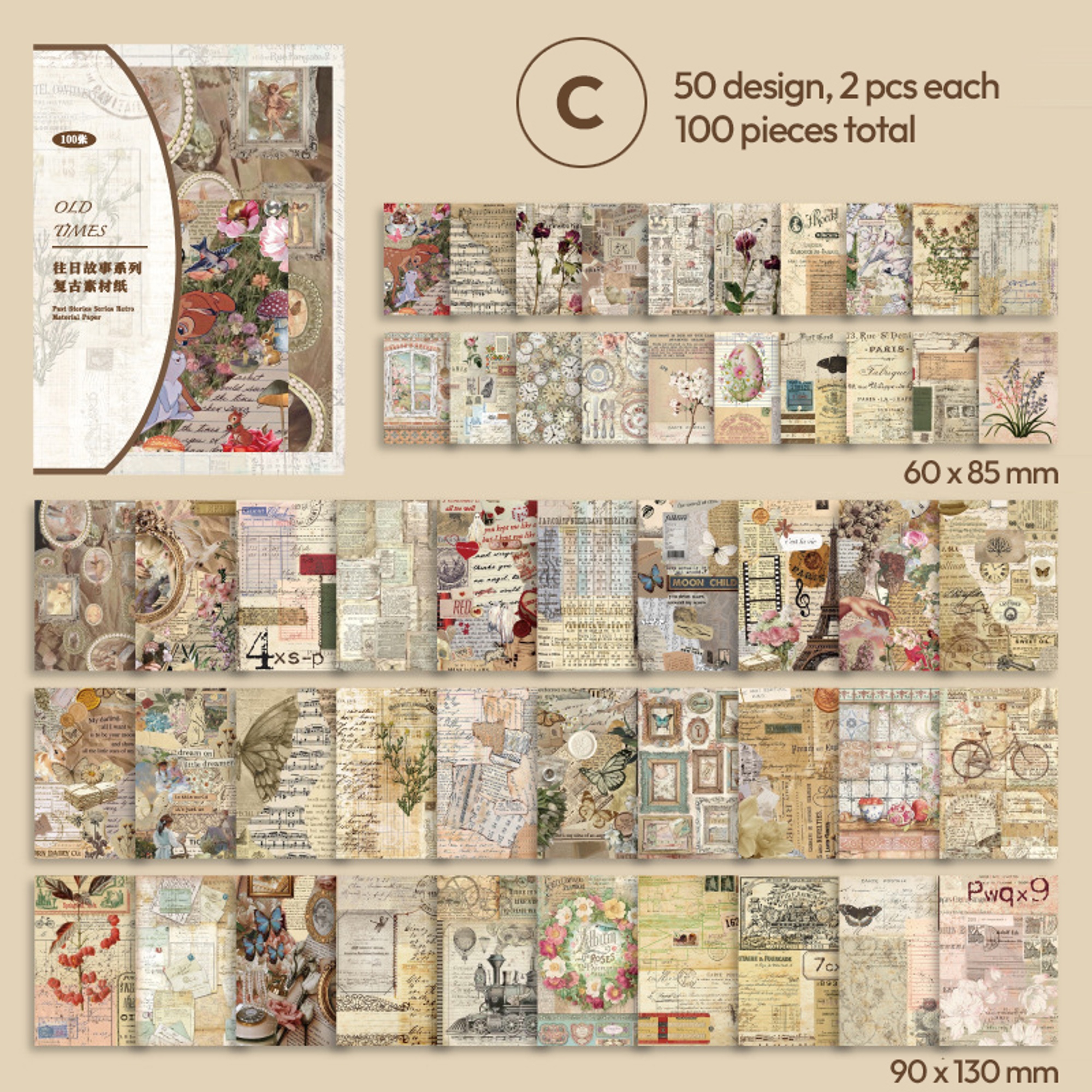 Scrapbooking Papierfragmente Set – 100-teiliges Deko-Papier