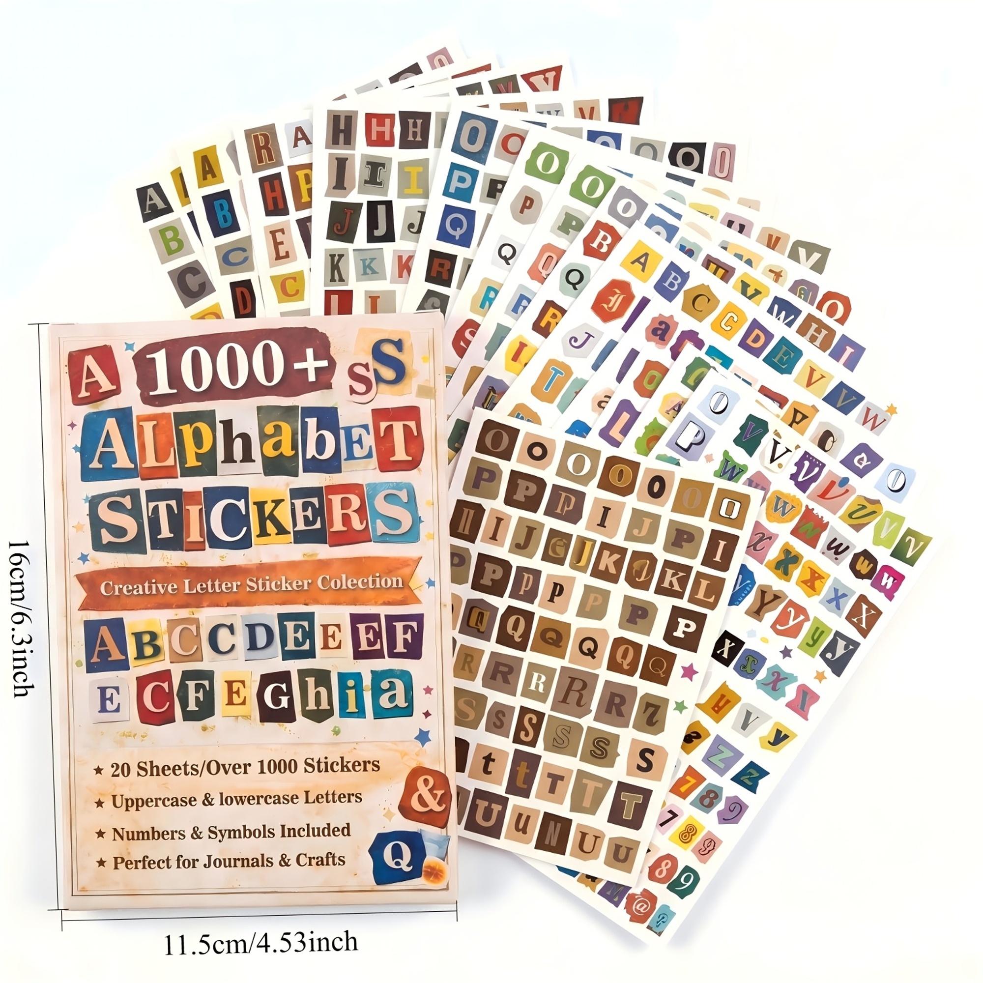 Alphabet Sticker Set für Scrapbooking – 1000 Buchstaben, Groß- und Kleinschreibung