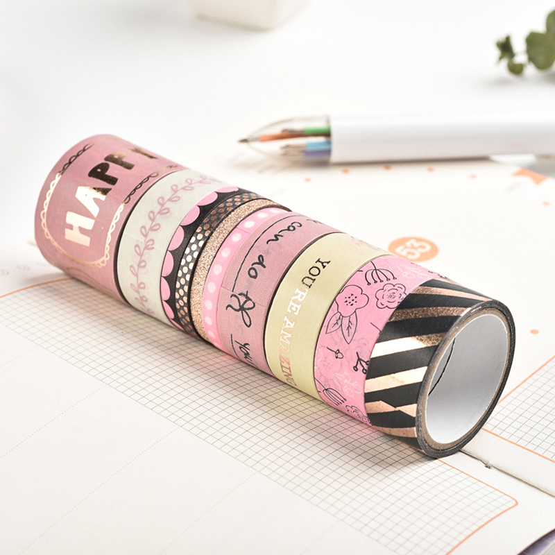 Washi Tape 10er-Set mit Goldfolie - "Rose"