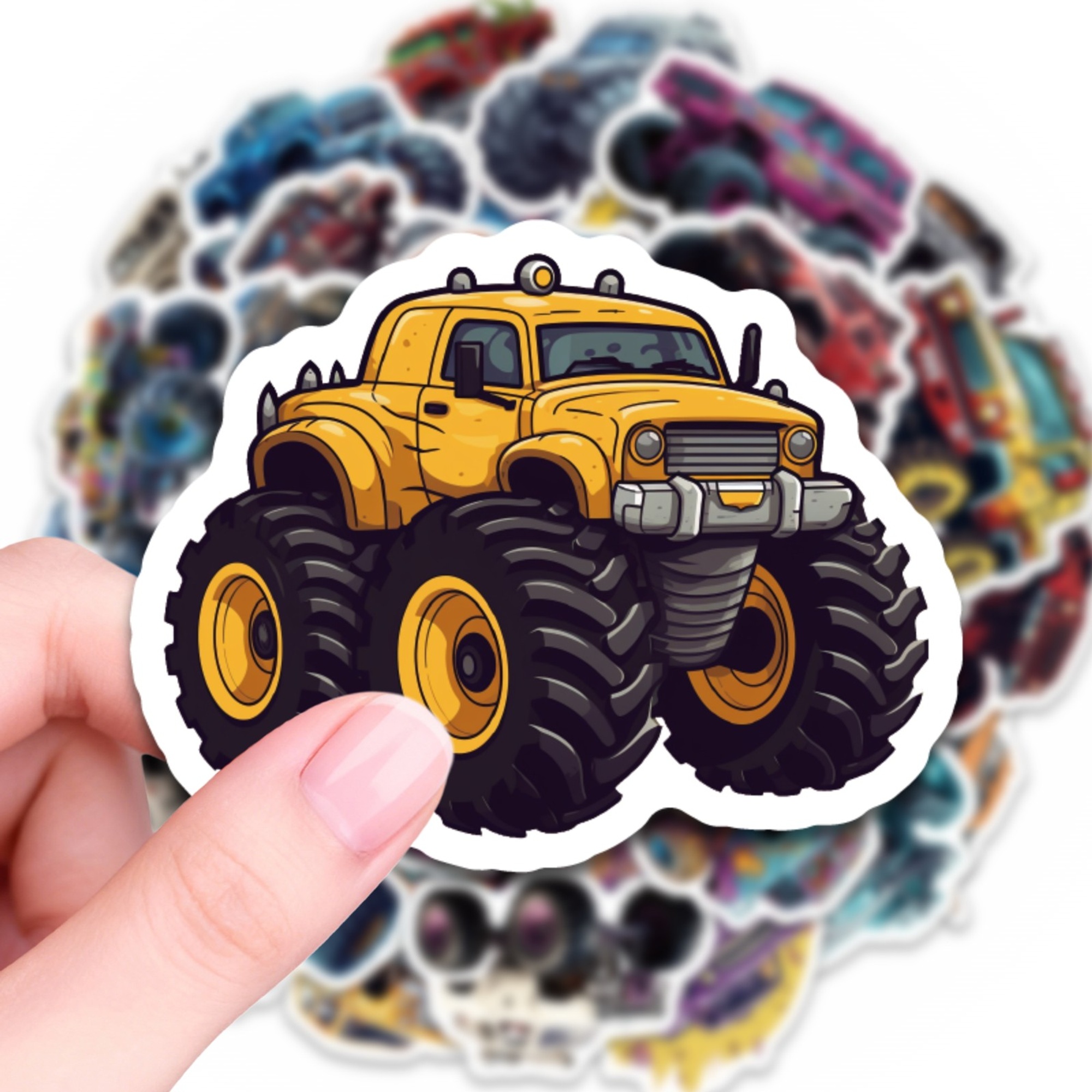 Monster Truck Sticker Set – 50 Papieraufkleber mit coolen Motiven