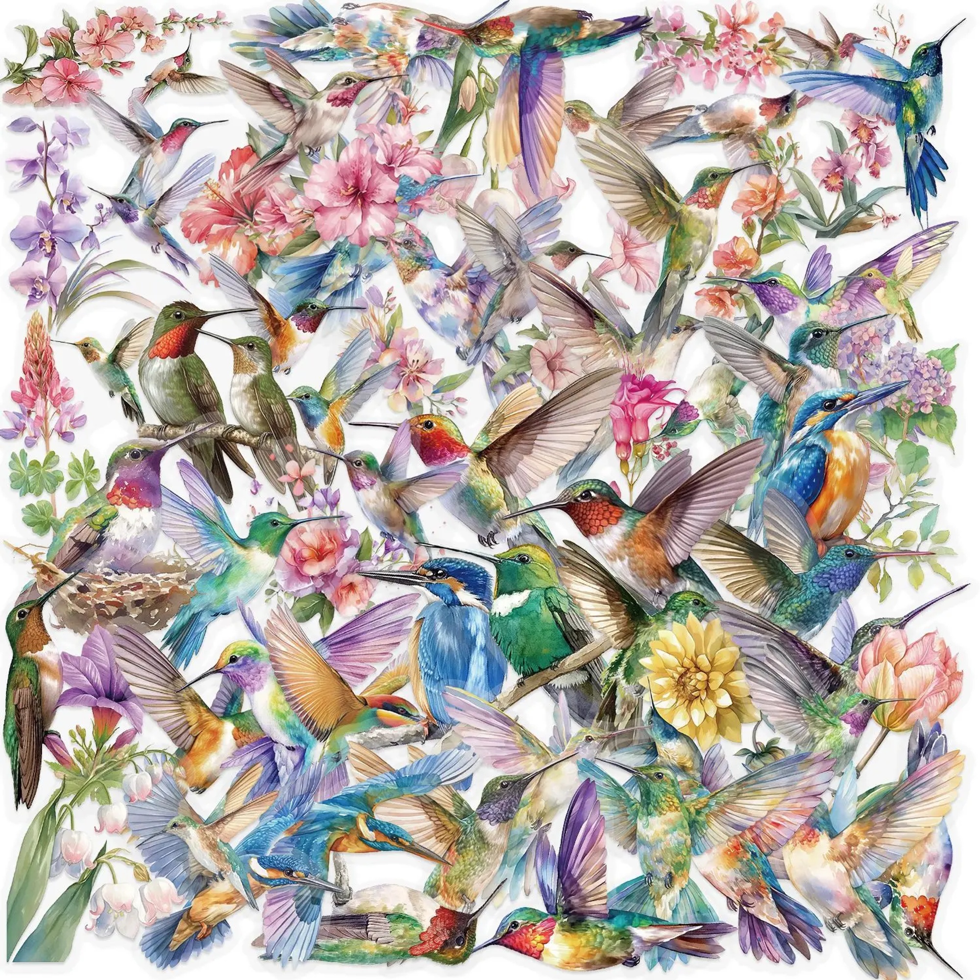 Kolibri Sticker Set transparent – 50 verschiedene Motive