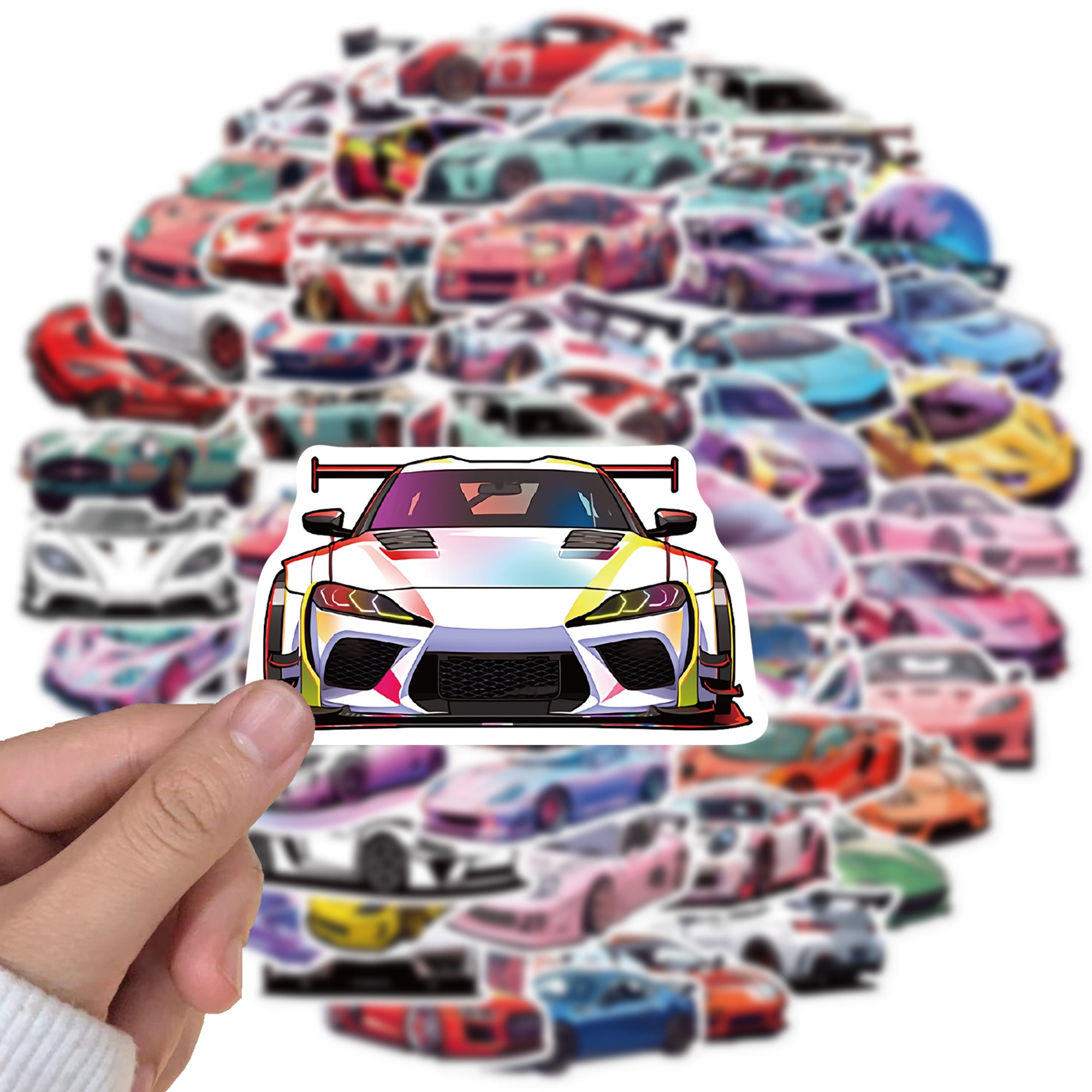 Sportwagen Sticker Set – 50 Papieraufkleber mit Sportwagenmotiven