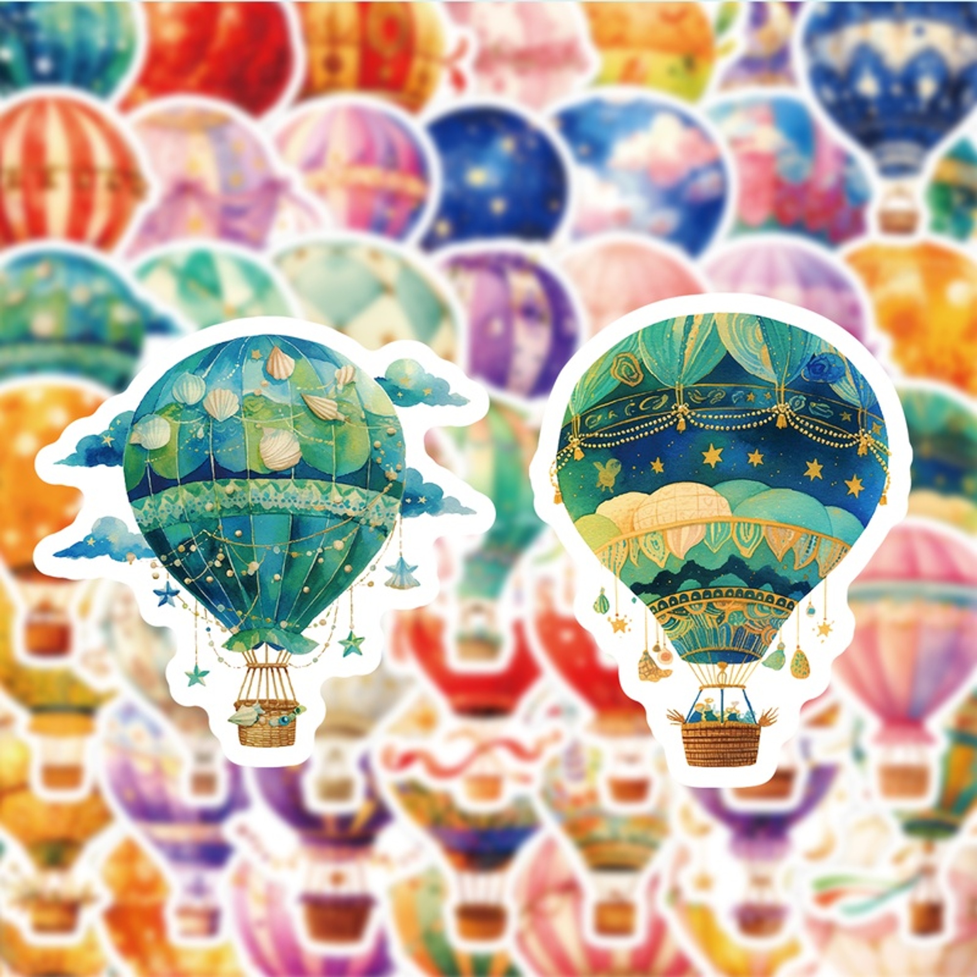 Heißluftballon Sticker Set – 50 Papiersticker mit bunten Motiven