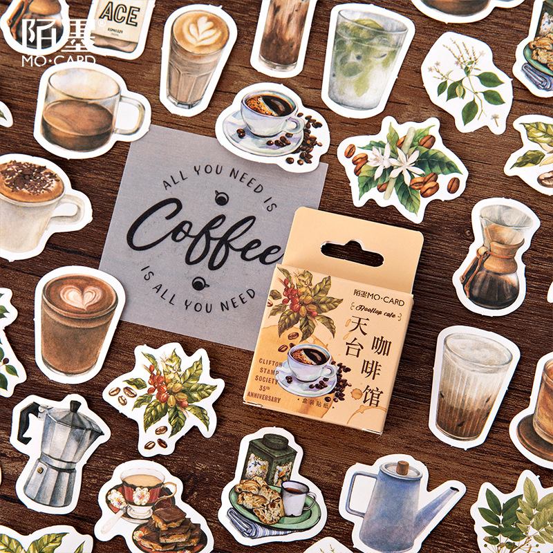 Kaffee Sticker, Sticker-Set "Coffee" mit 45 mini Stickern